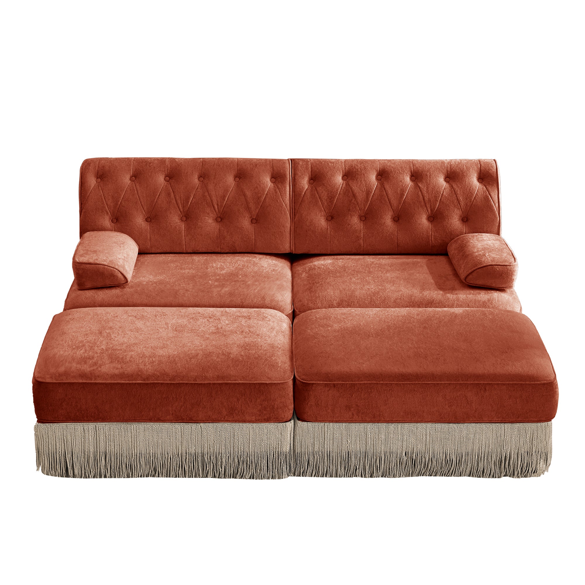 Austin 77" 4 Pieces Tufted Velvet Modular Sofa with 2 Ottomans