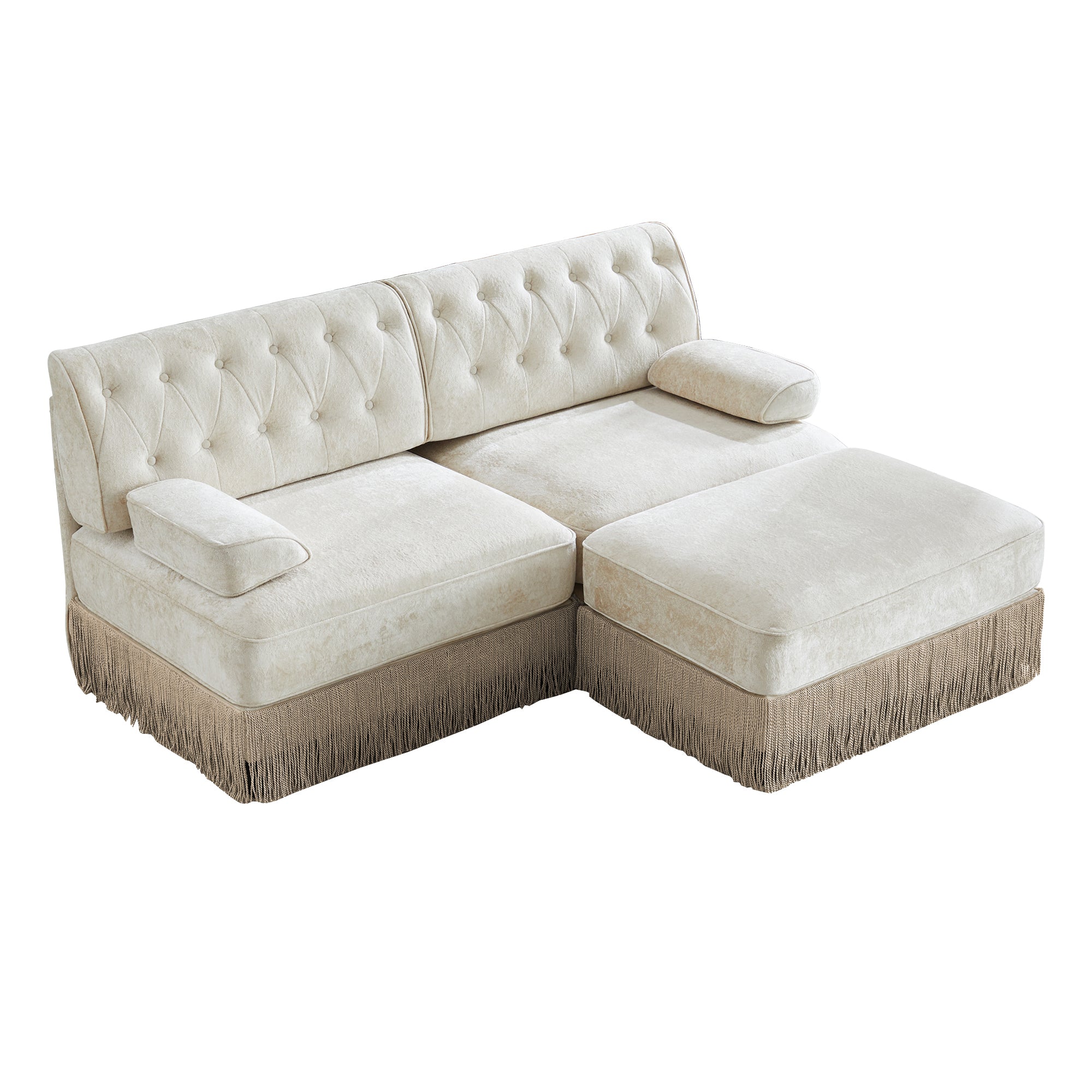 Austin 77" Tufted Velvet Modular L-Shaped Sectional Sofa with Ottoman