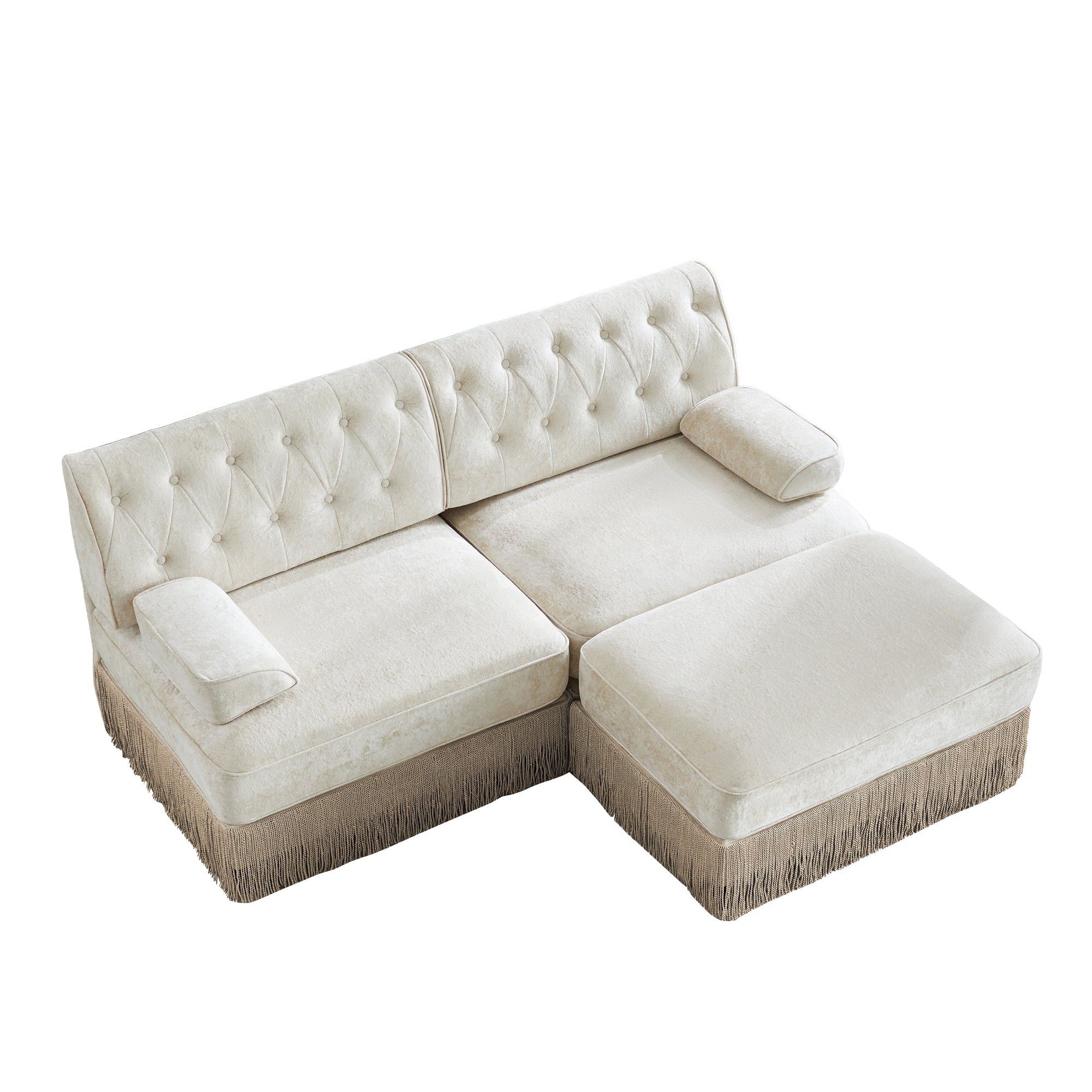 Austin 77" Tufted Velvet Modular L-Shaped Sectional Sofa with Ottoman