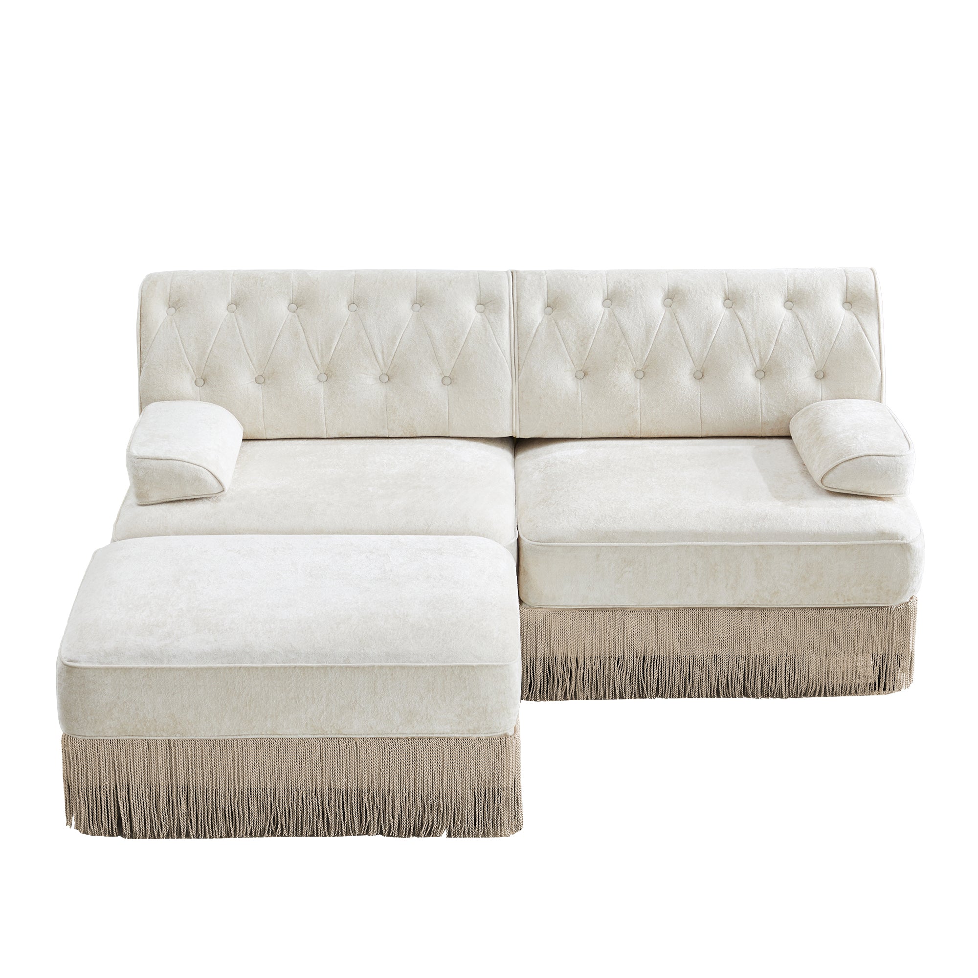 Austin 77" Tufted Velvet Modular L-Shaped Sectional Sofa with Ottoman