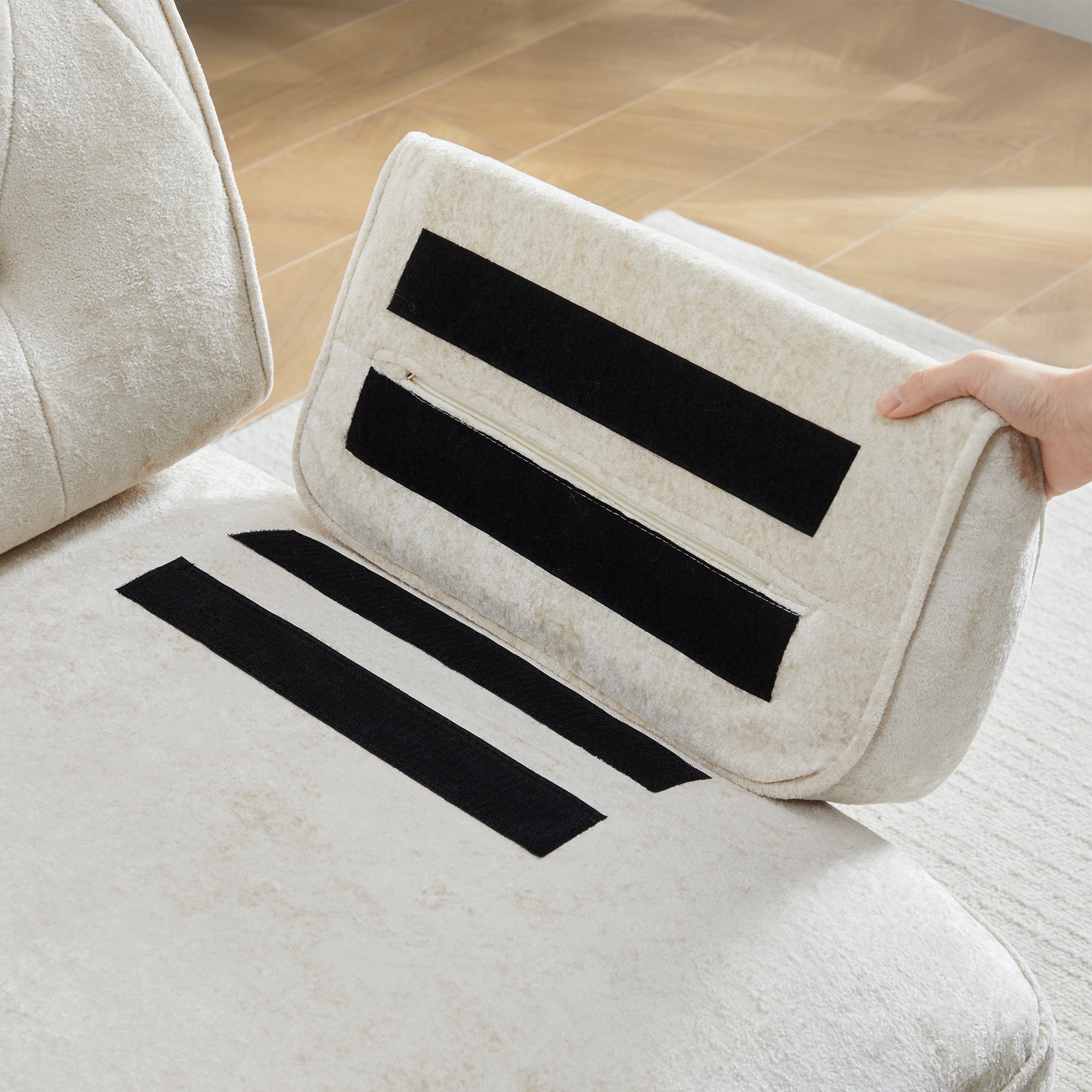 Austin 77" Tufted Velvet Modular L-Shaped Sectional Sofa with Ottoman