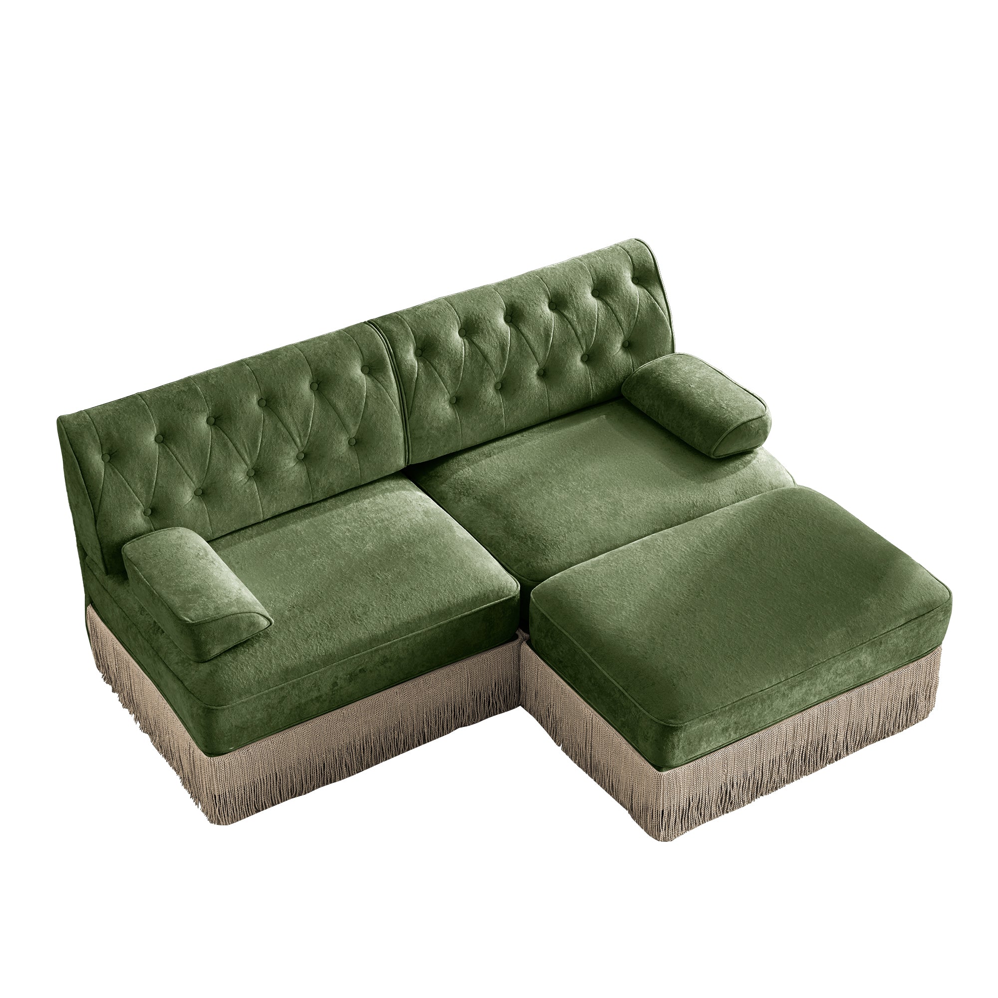 Austin 77" Tufted Velvet Modular L-Shaped Sectional Sofa with Ottoman