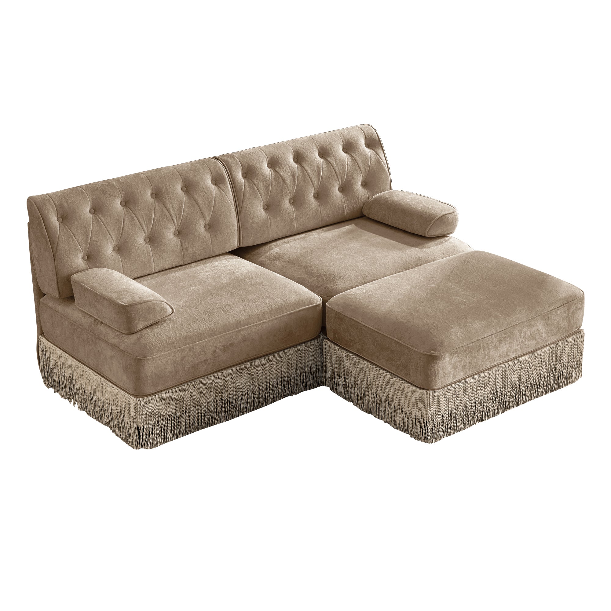 Austin 77" Tufted Velvet Modular L-Shaped Sectional Sofa with Ottoman