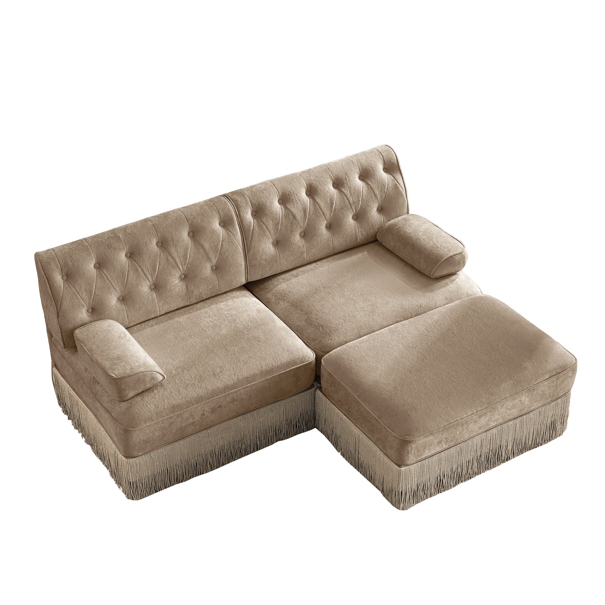 Austin 77" Tufted Velvet Modular L-Shaped Sectional Sofa with Ottoman