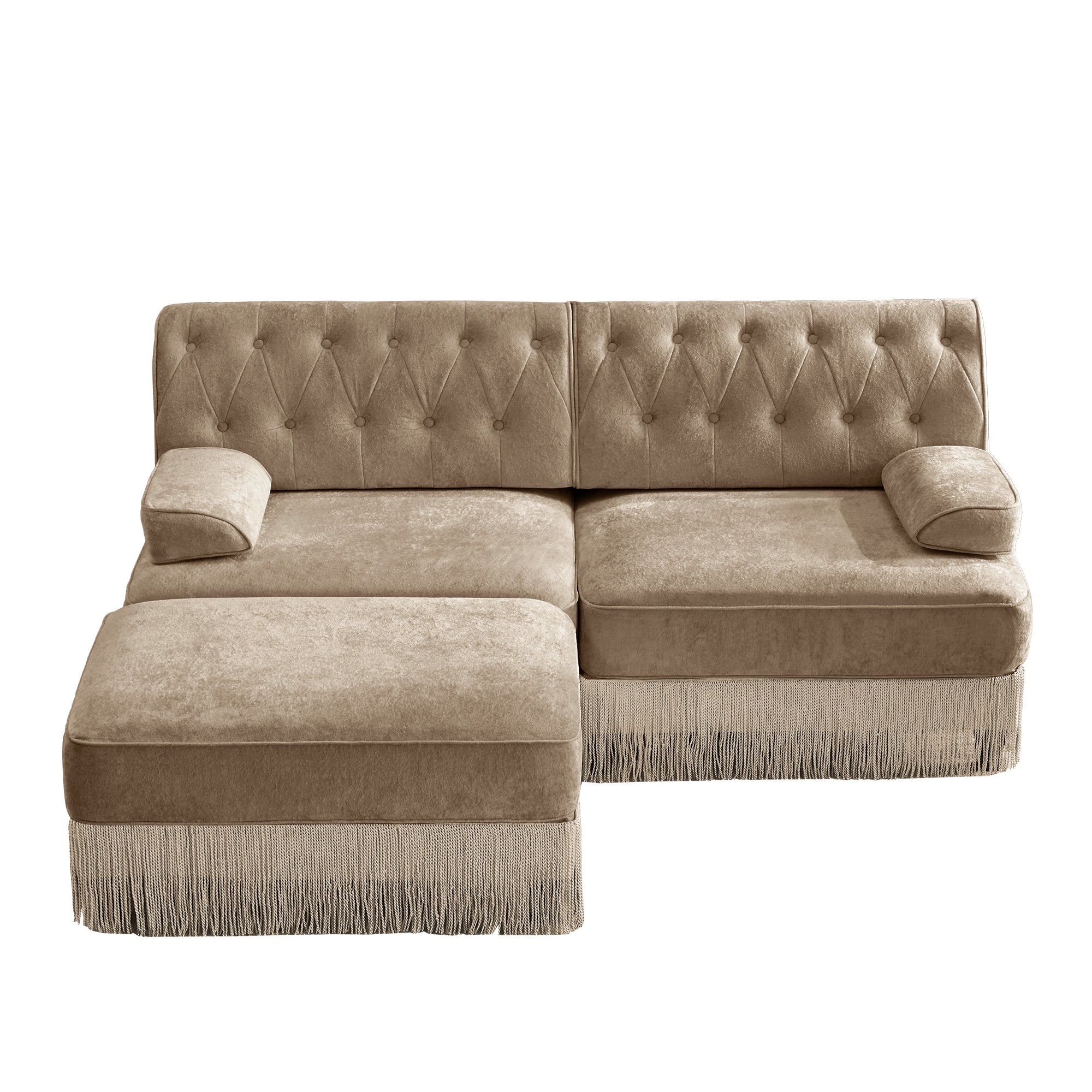 Austin 77" Tufted Velvet Modular L-Shaped Sectional Sofa with Ottoman