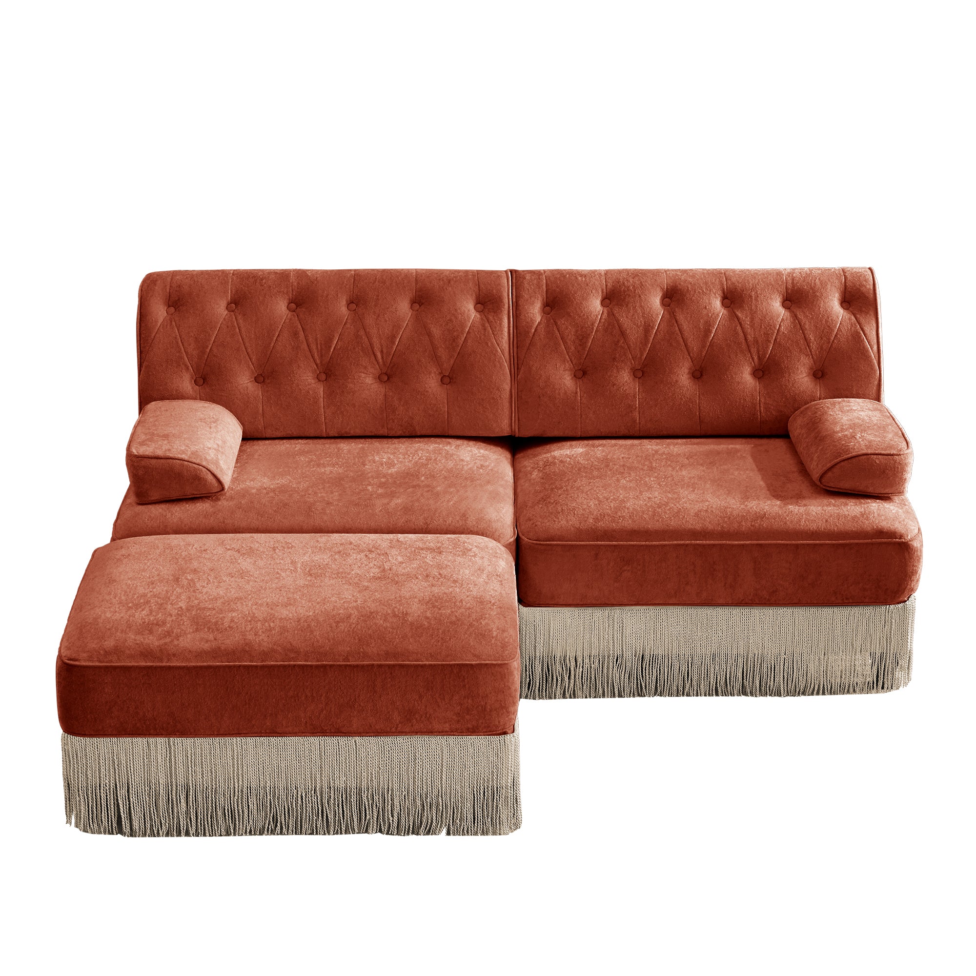 Austin 77" Tufted Velvet Modular L-Shaped Sectional Sofa with Ottoman