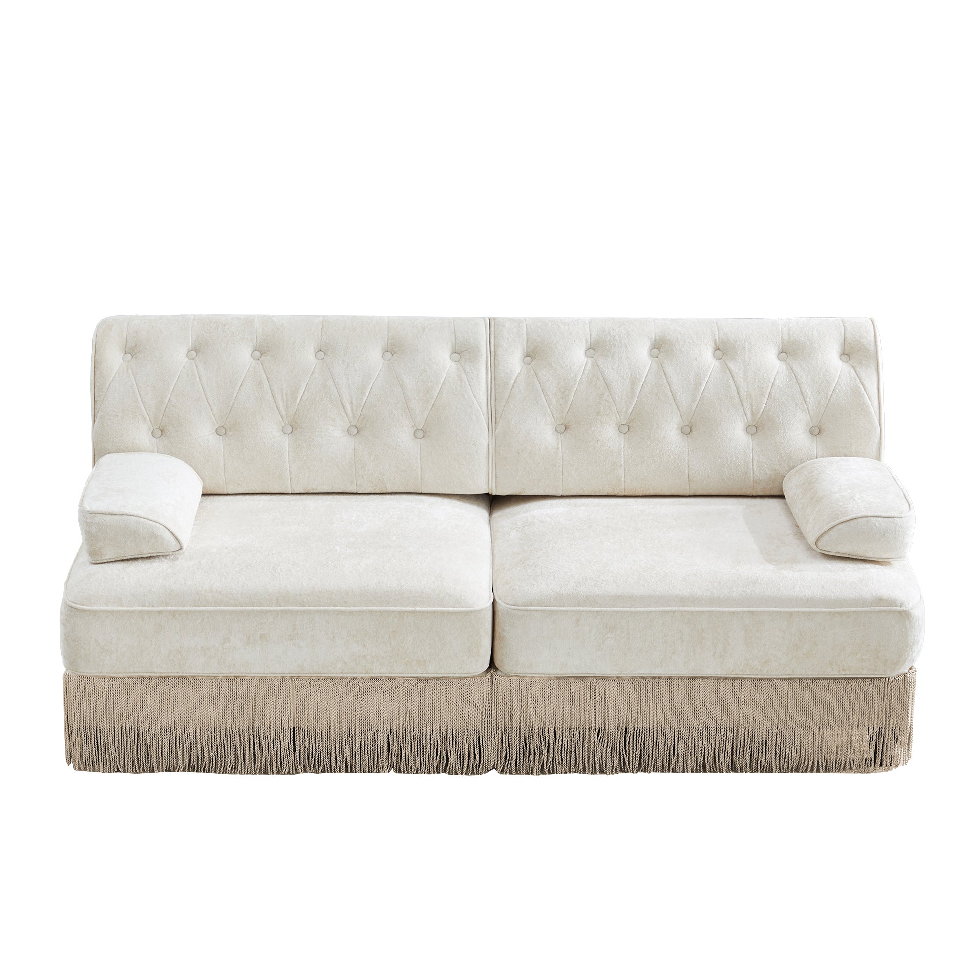 Austin 77" Tufted Velvet 2-Seater Loveseat Sofa with Fringe Skirt Base