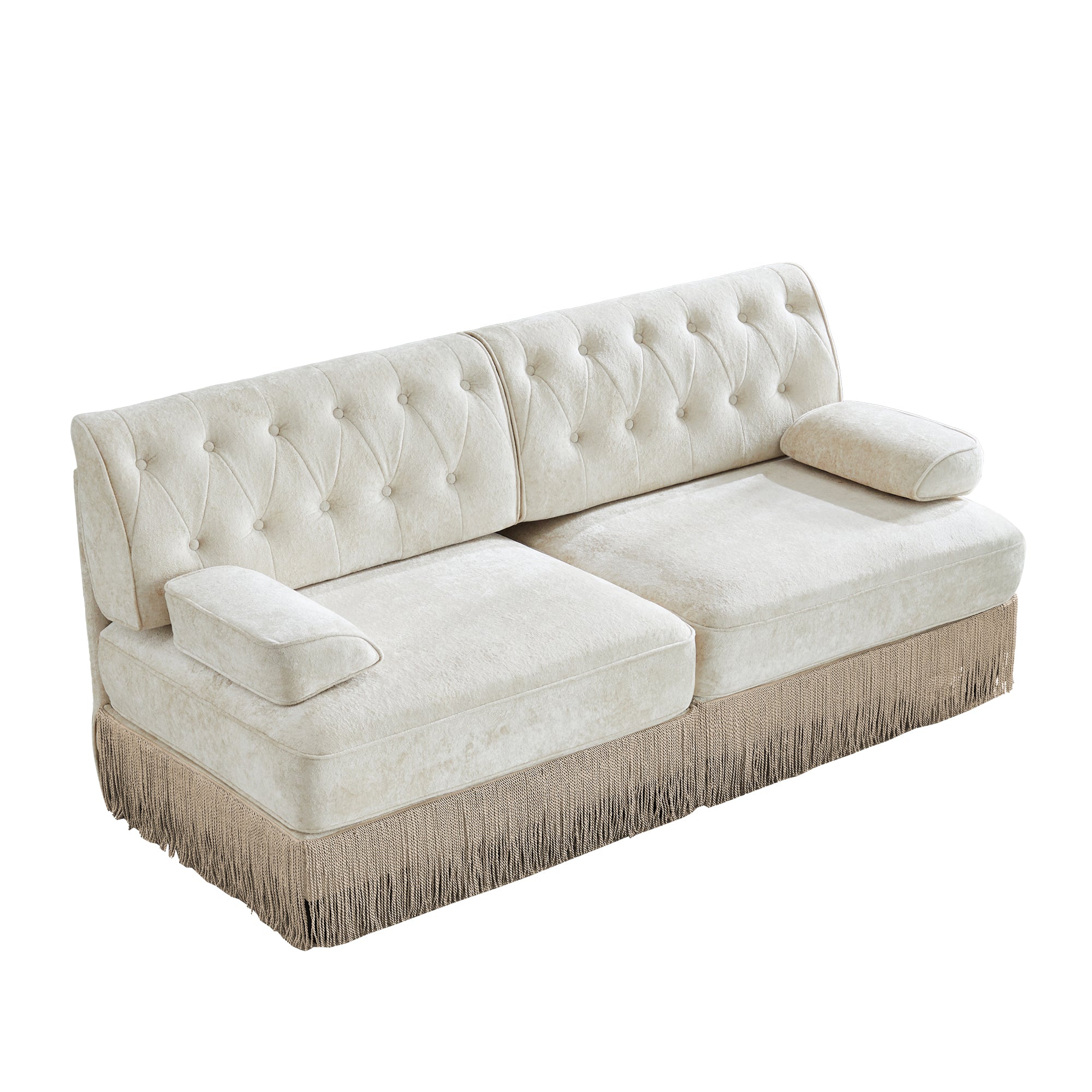 Austin 77" Tufted Velvet 2-Seater Loveseat Sofa with Fringe Skirt Base