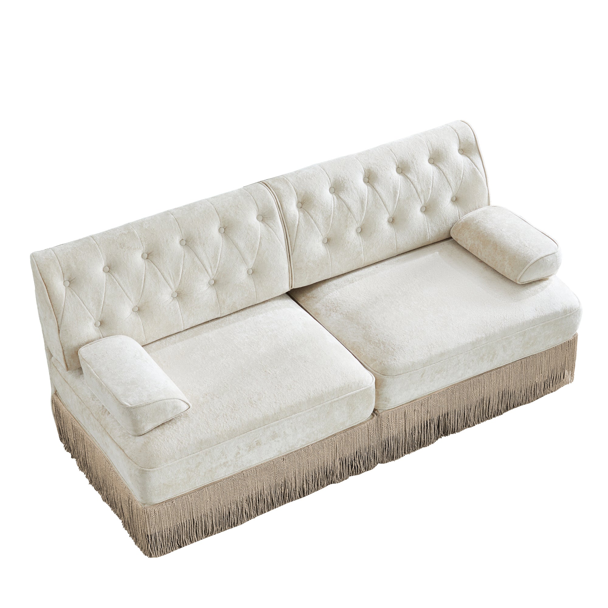 Austin 77" Tufted Velvet 2-Seater Loveseat Sofa with Fringe Skirt Base