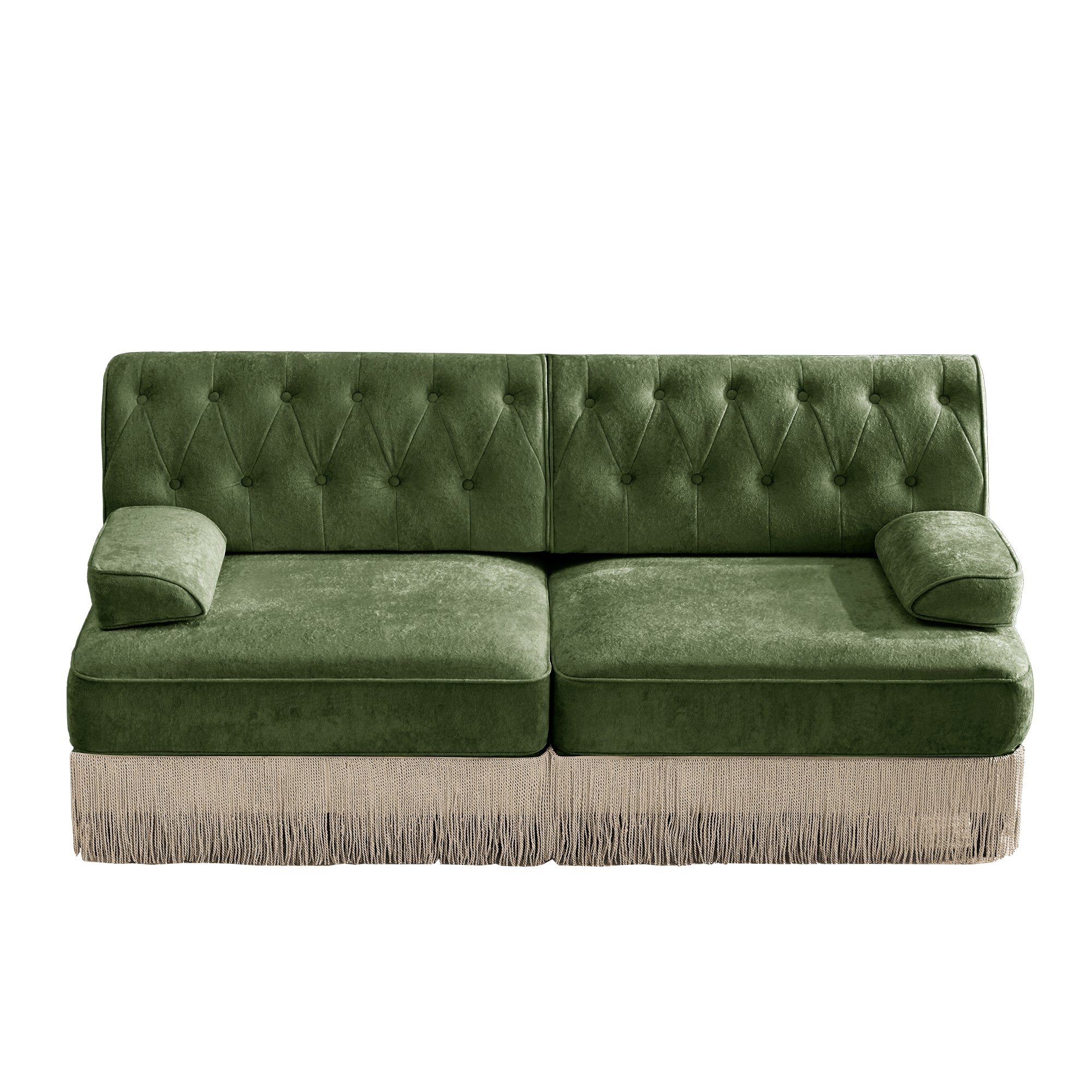 Austin 77" Tufted Velvet 2-Seater Loveseat Sofa with Fringe Skirt Base