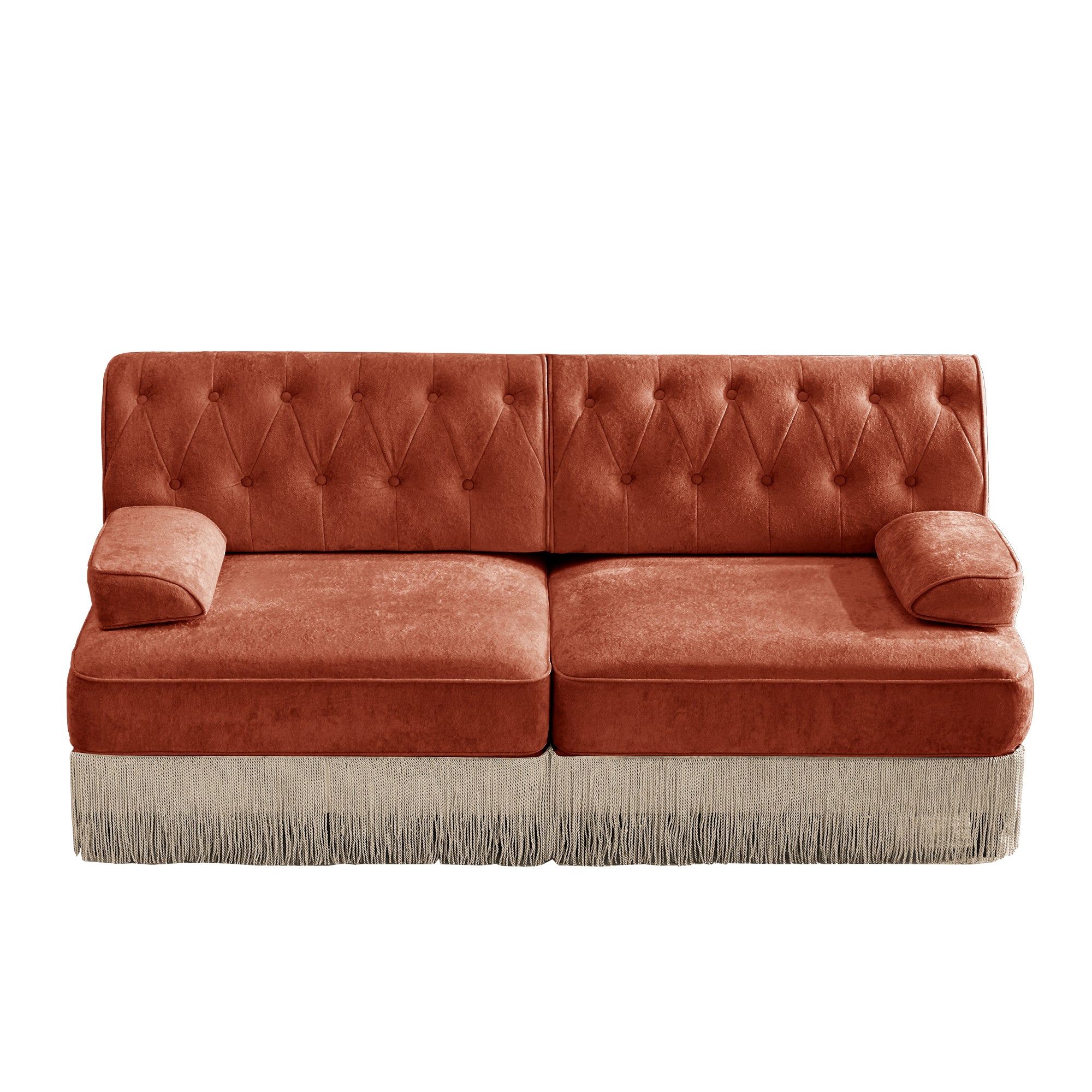 Austin 77" Tufted Velvet 2-Seater Loveseat Sofa with Fringe Skirt Base