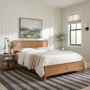 Aveline King Solid Pine Wood Platform Bed with Headboard