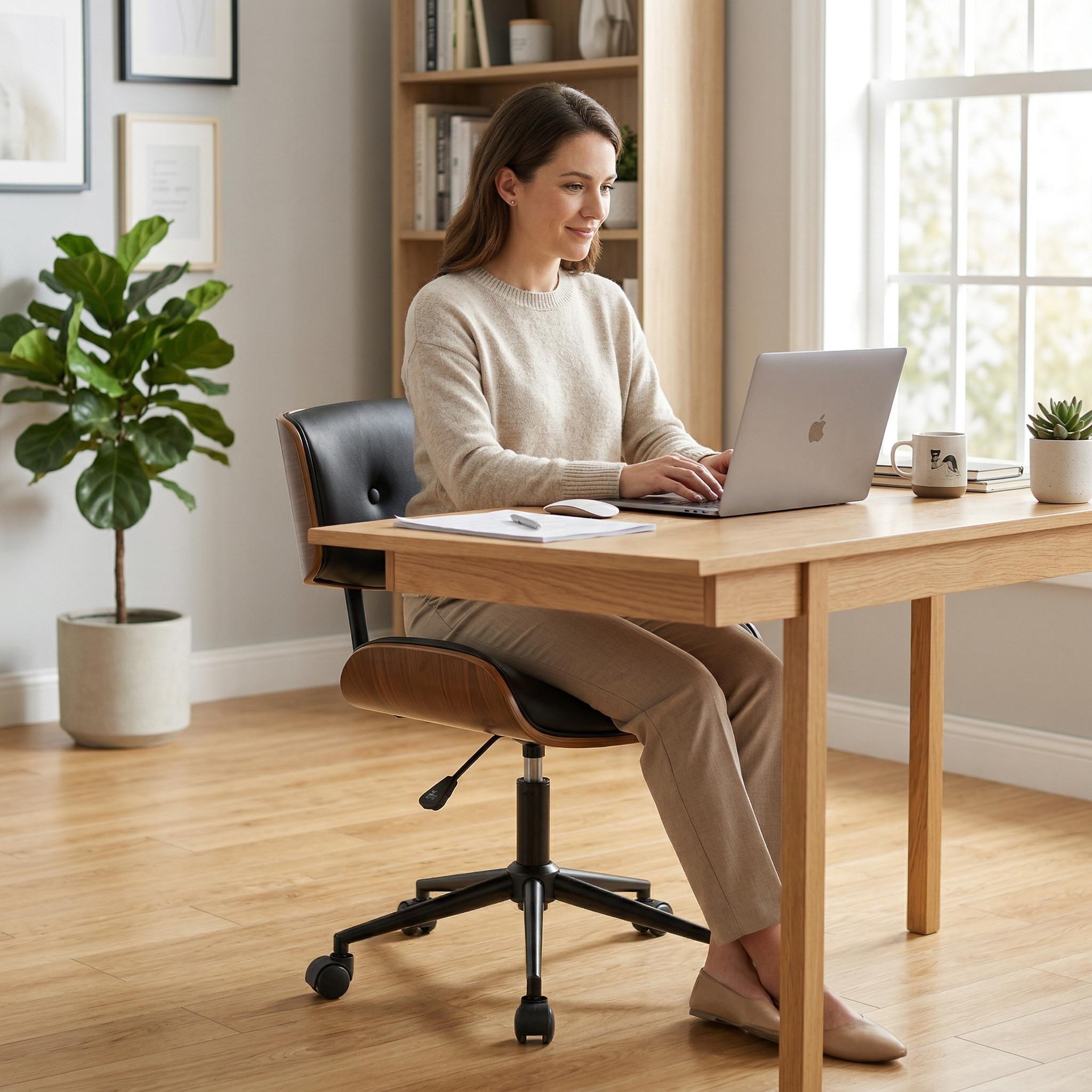 Aven Mid-Century Modern Swivel Office Chair with Adjustable Height