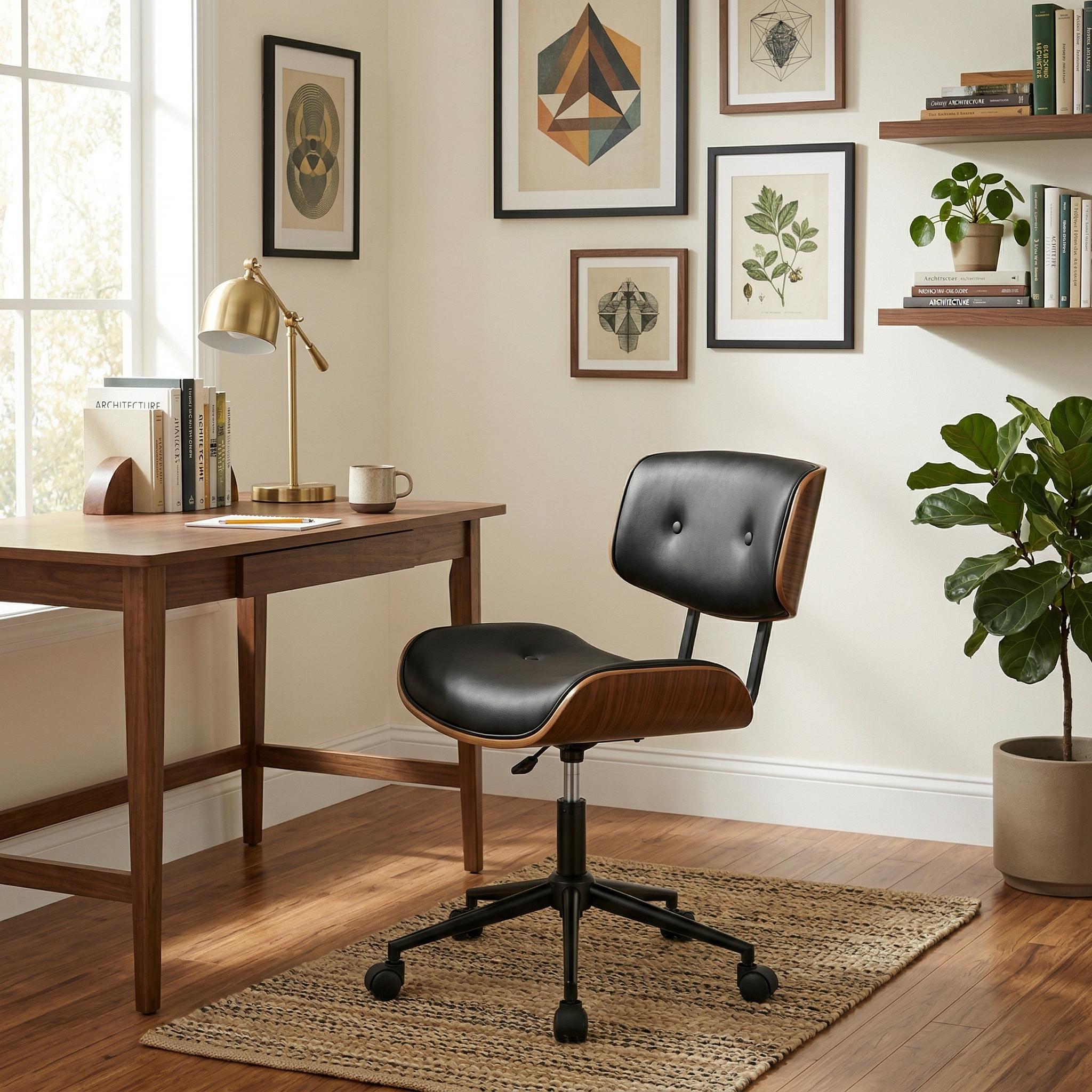 Aven Mid-Century Modern Swivel Office Chair with Adjustable Height