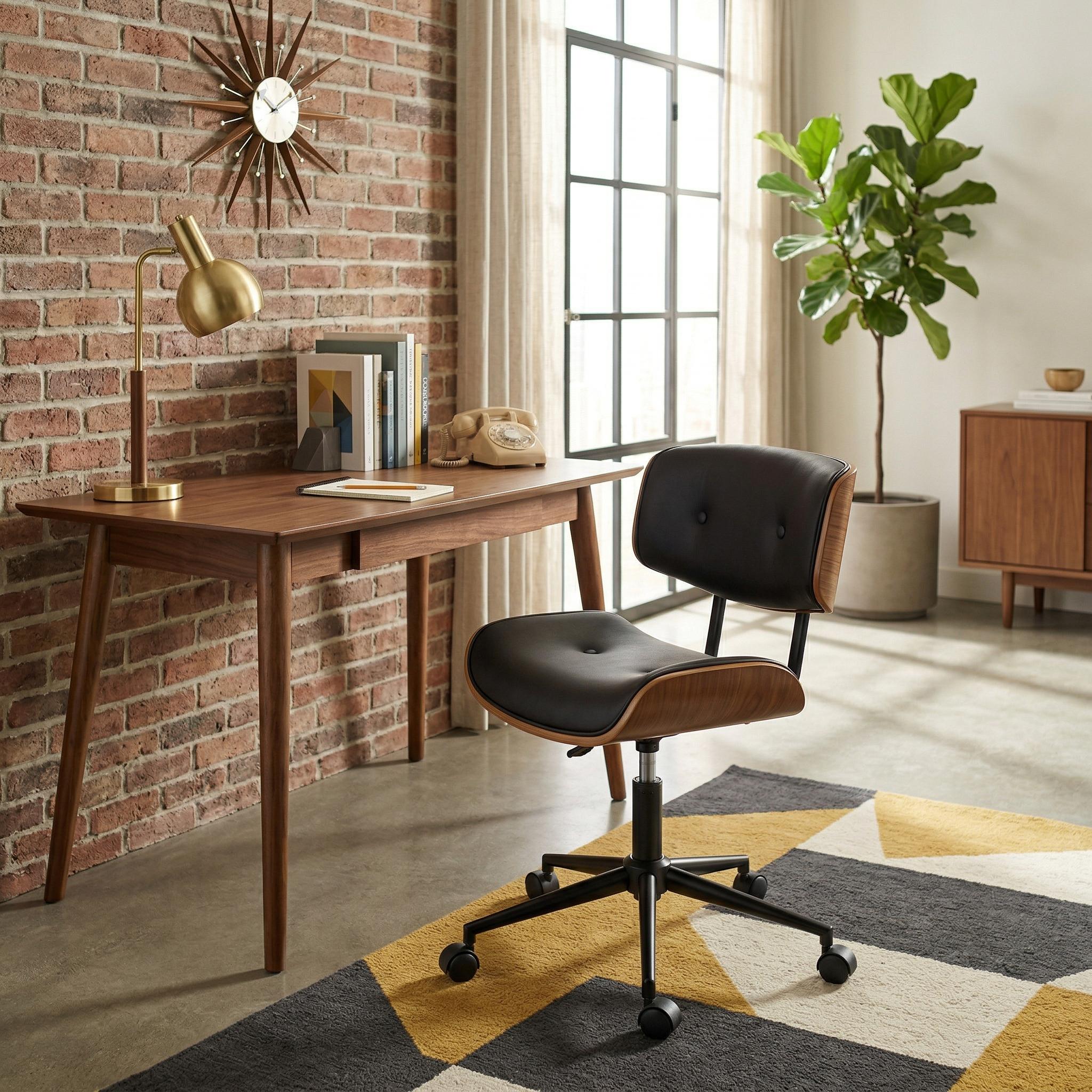 Aven Mid-Century Modern Swivel Office Chair with Adjustable Height
