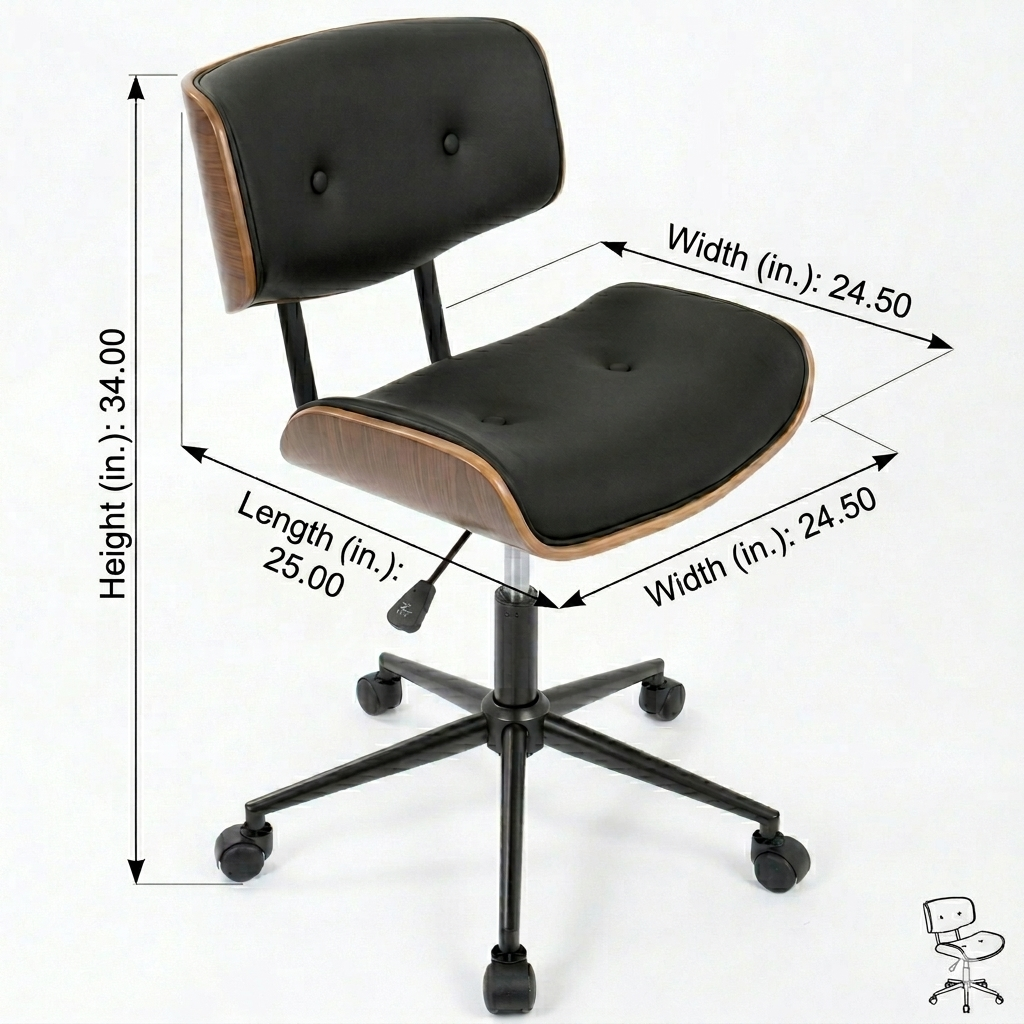 Aven Mid-Century Modern Swivel Office Chair with Adjustable Height