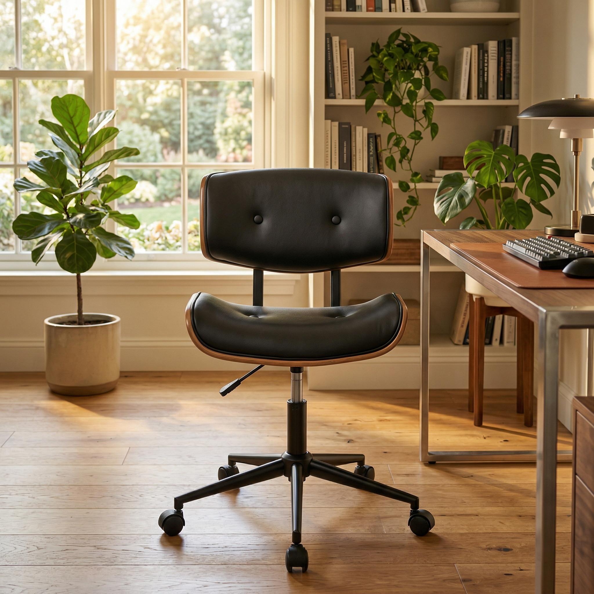 Aven Mid-Century Modern Swivel Office Chair with Adjustable Height