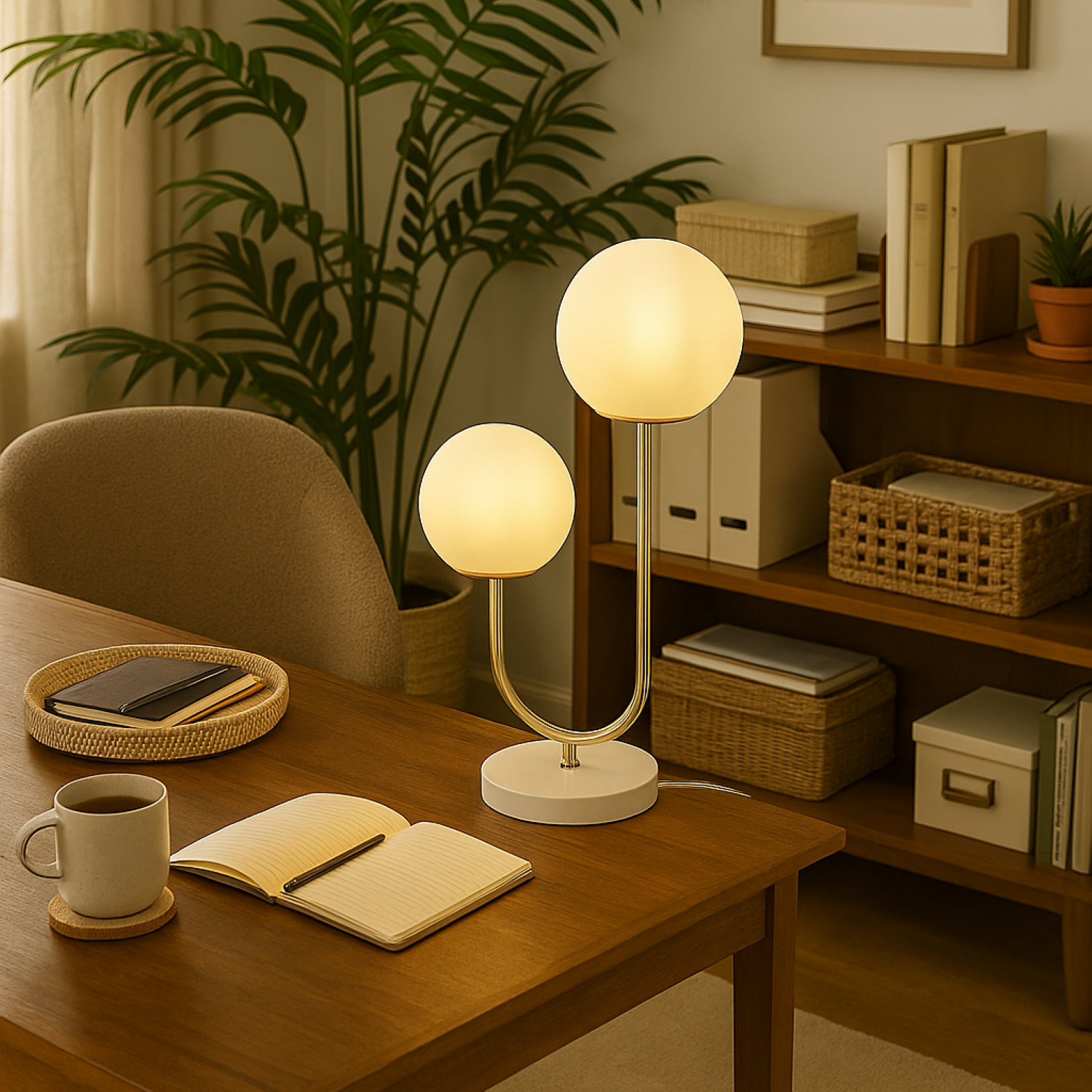 Quartz Dual-Globe Table Lamp