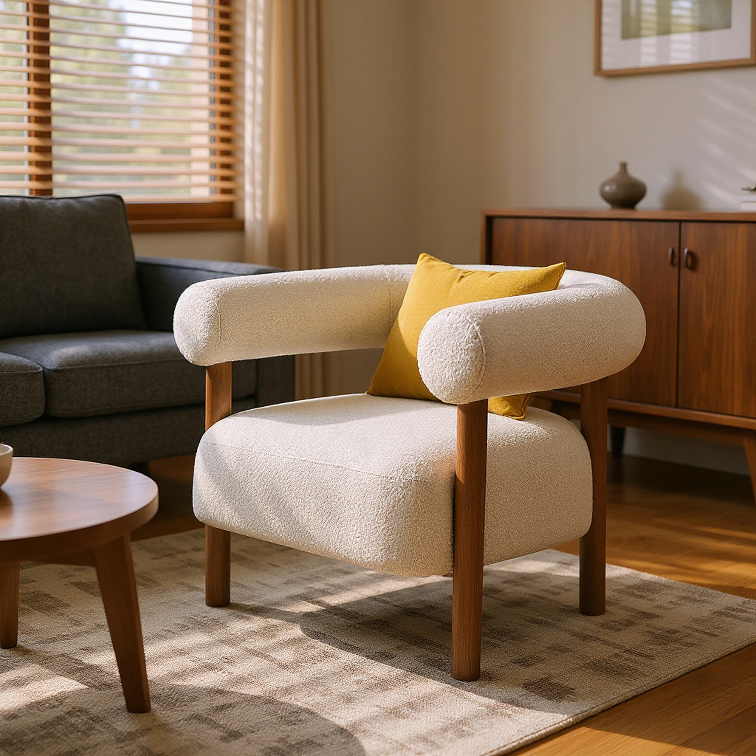 Bryce Modern Boucle Upholstered Armchair with Solid Wood