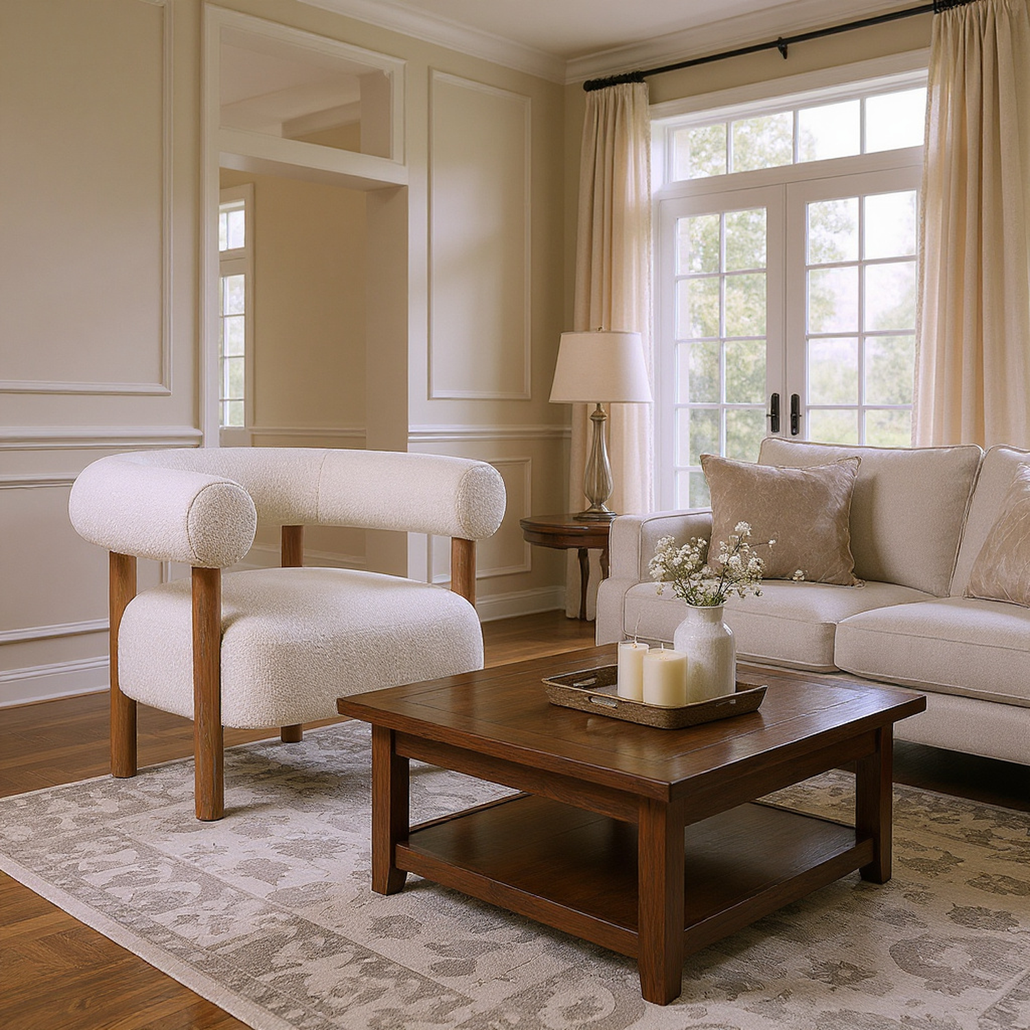 Bryce Modern Boucle Upholstered Armchair with Solid Wood