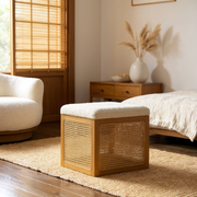 Lassen 18" Cane Webbing Cube Ottoman