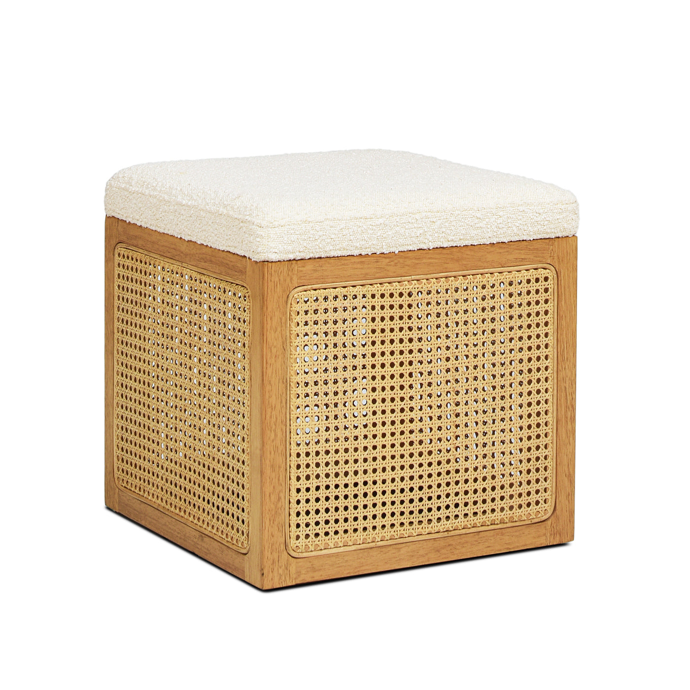 Lassen 18" Cane Webbing Cube Ottoman