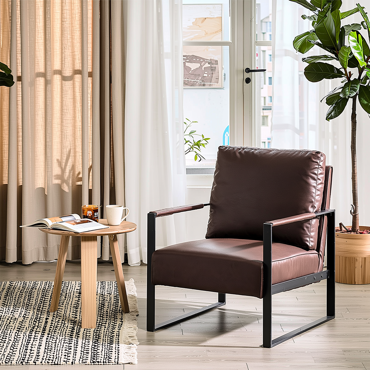 Catalina Mid Century Microfiber Accent Chair