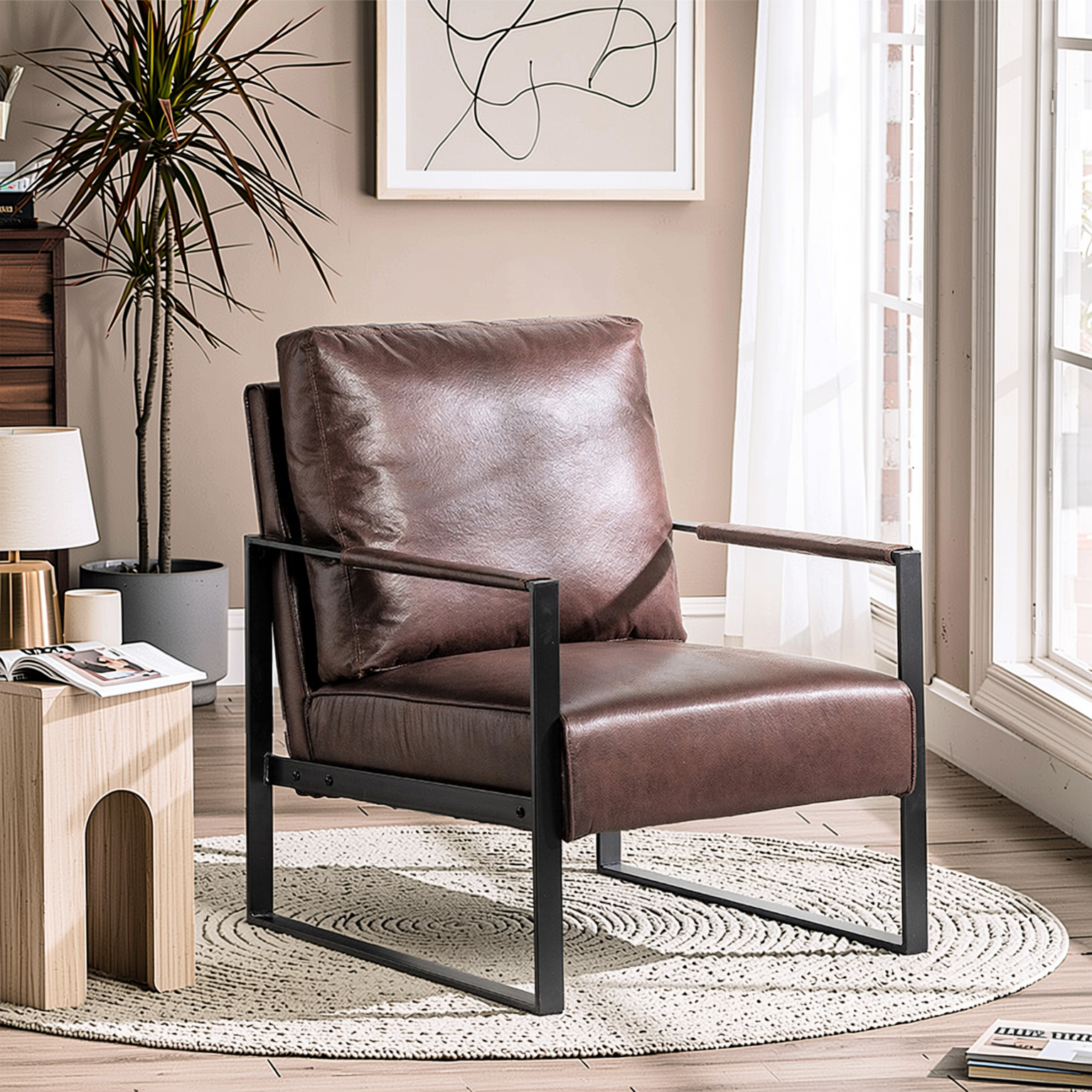 Catalina Mid Century Microfiber Accent Chair