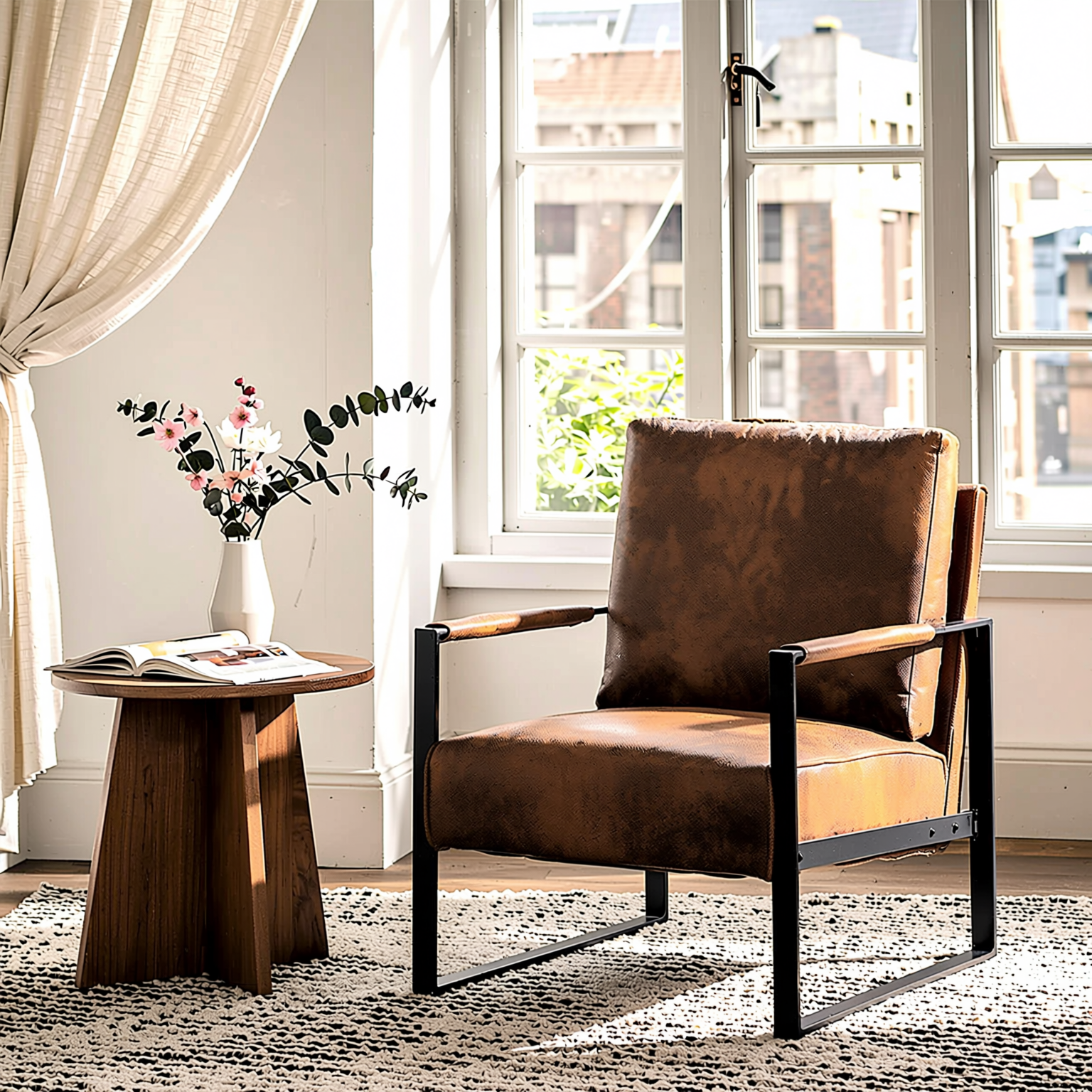 Catalina Mid Century Microfiber Accent Chair