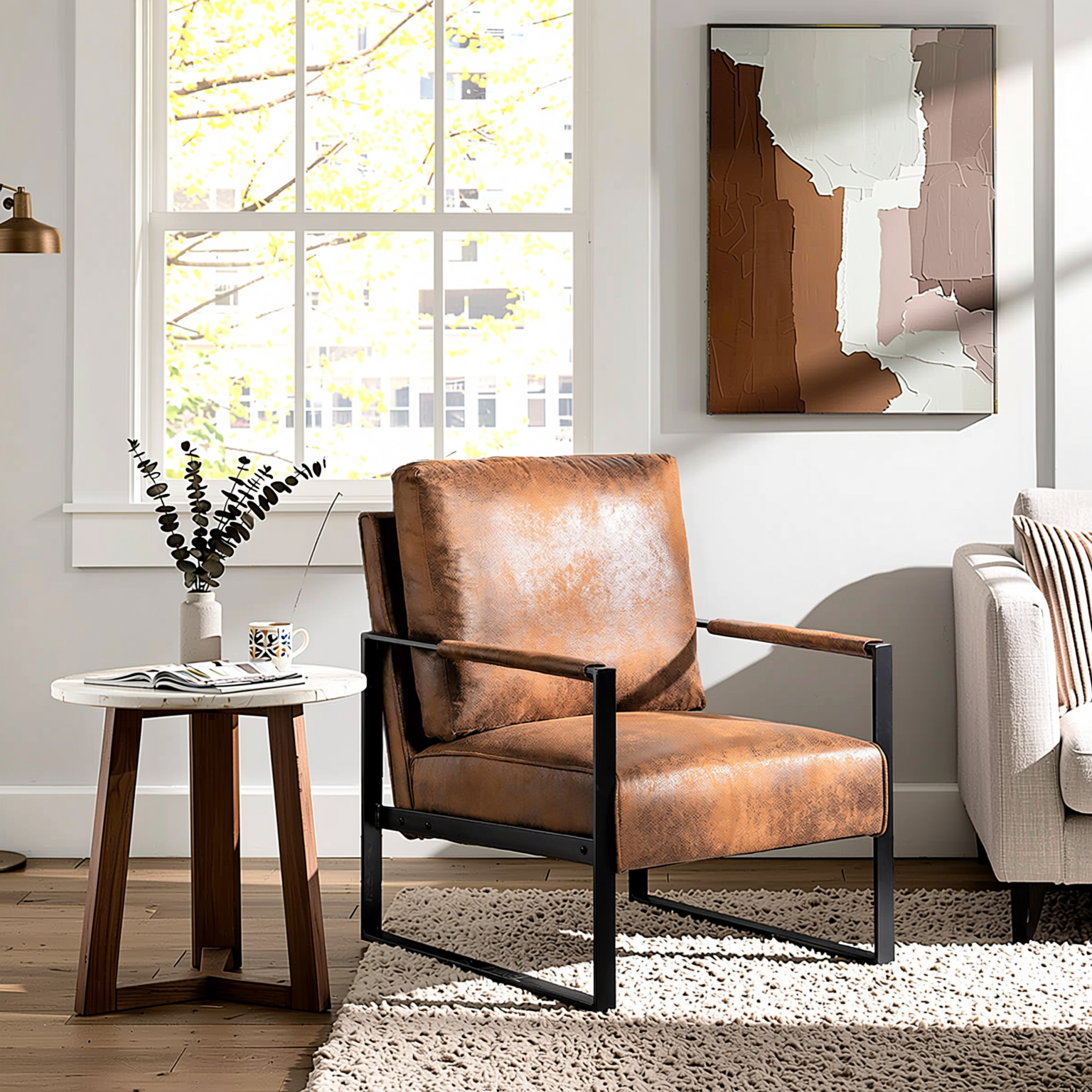 Catalina Mid Century Microfiber Accent Chair