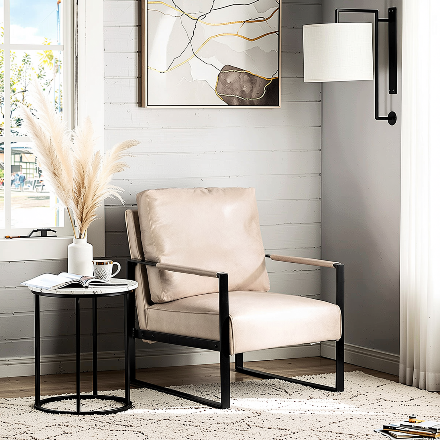 Catalina Mid Century Microfiber Accent Chair