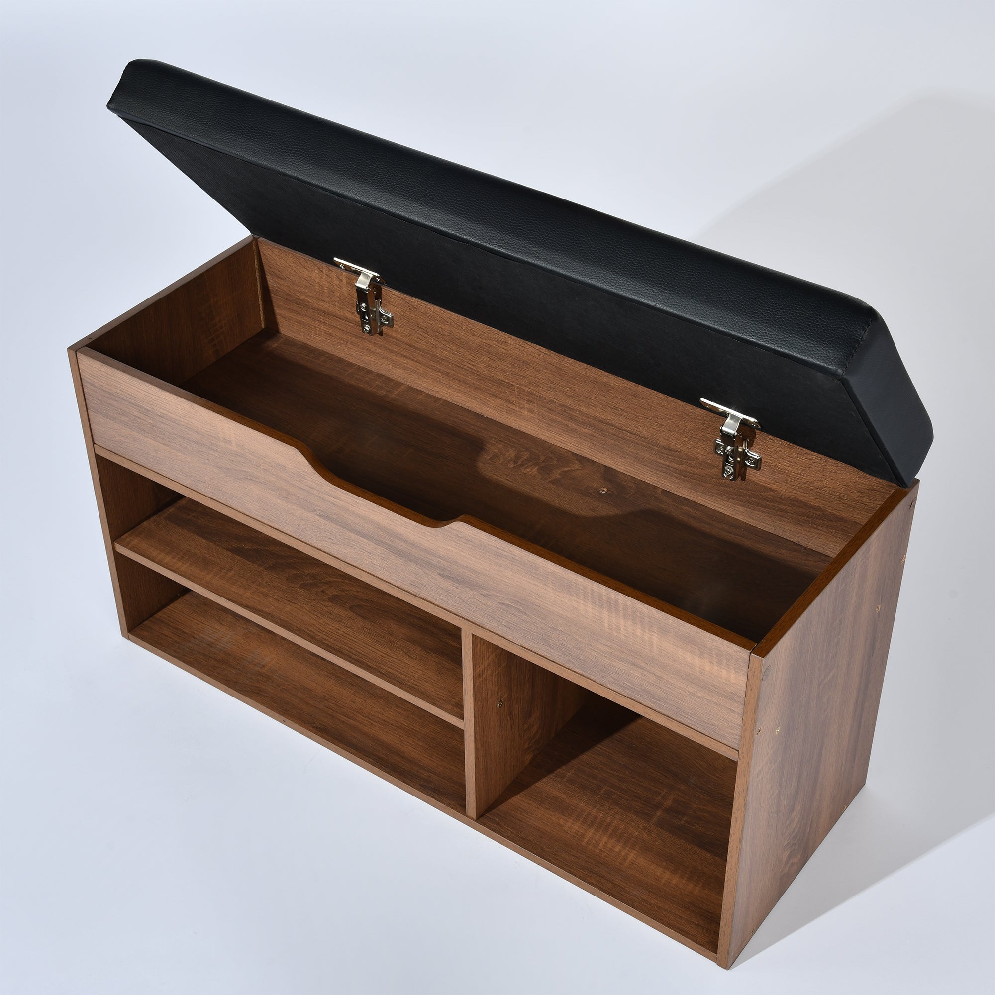 Homy Casa ERNEST 31.5” BROWN Shoe Storage Bench Open Box