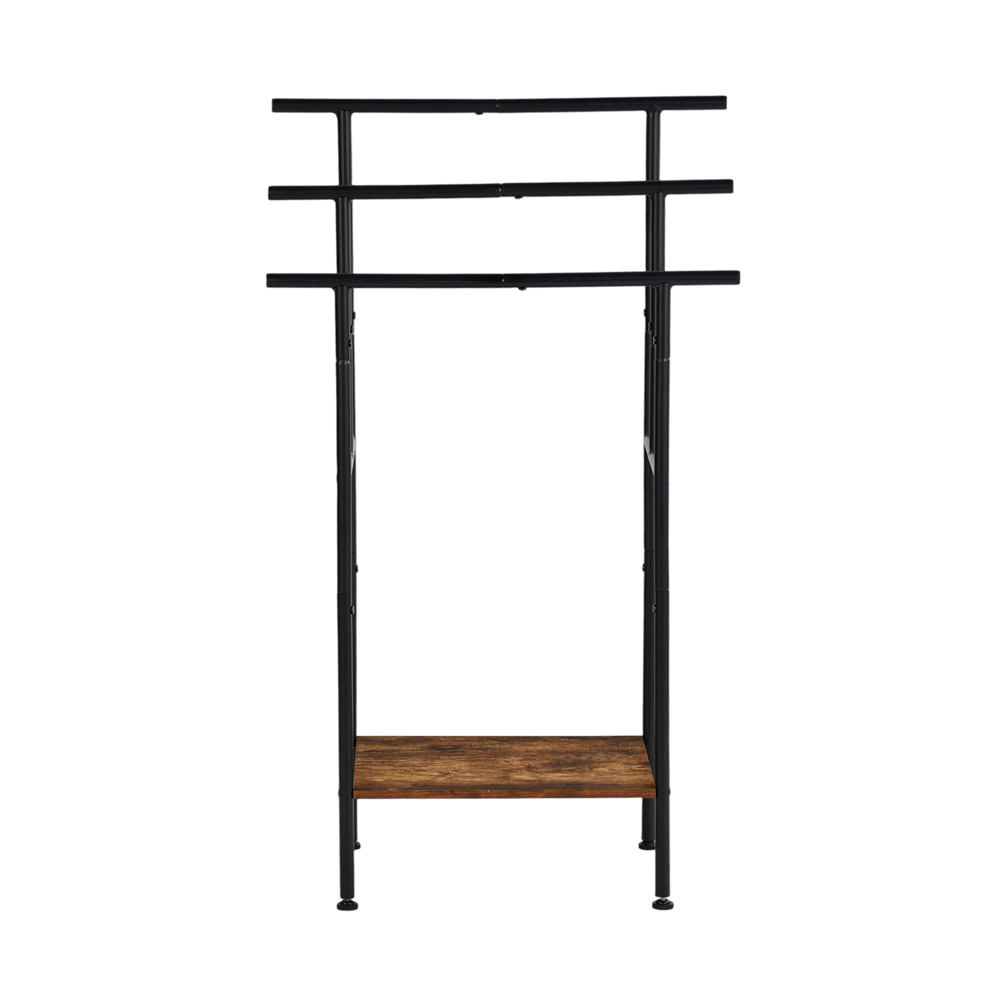 BALA Free Standing Towel Rack with Shelf 3 Bar Bathroom Towel Holder Black Metal Frame Rustic Brown
