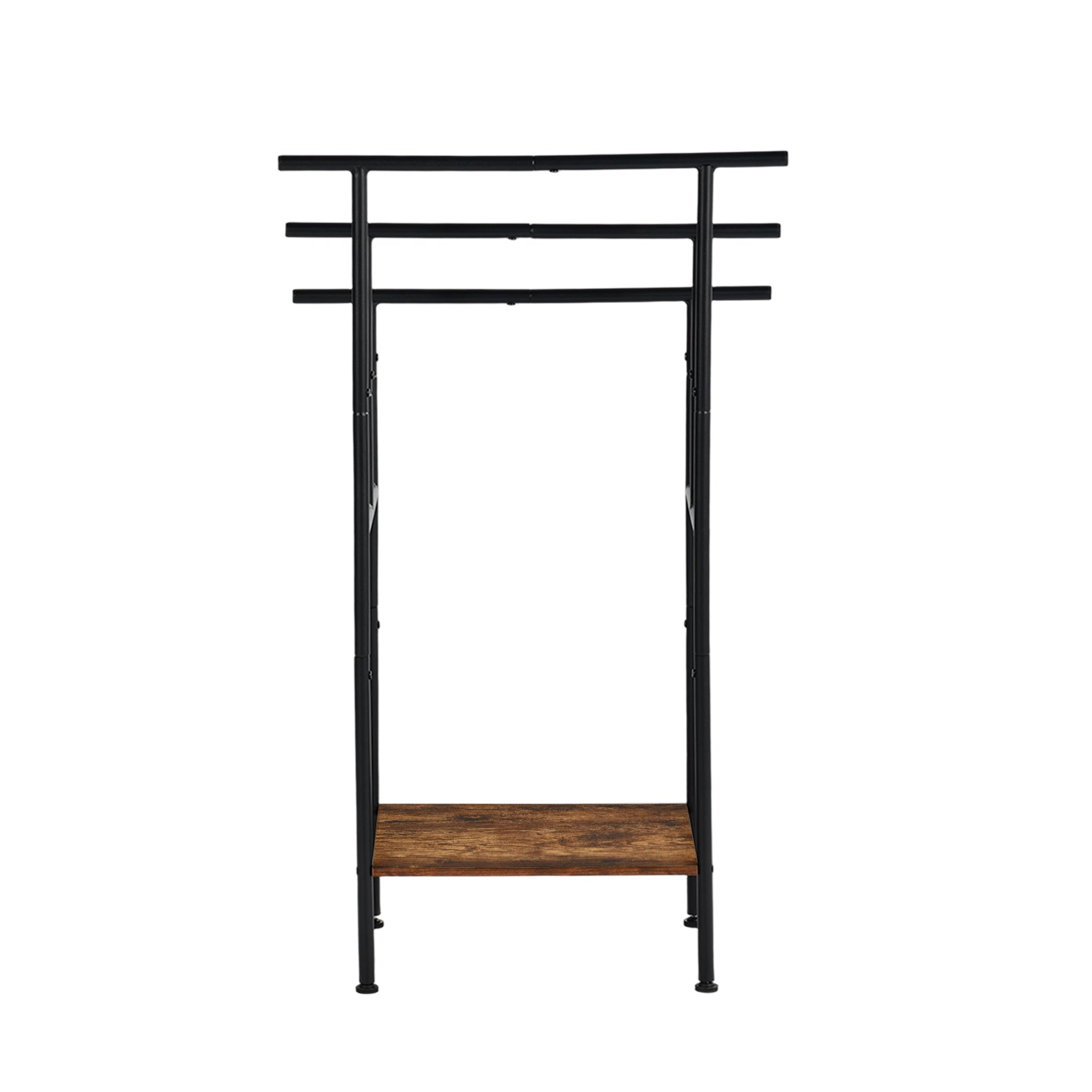 BALA Free Standing Towel Rack with Shelf 3 Bar Bathroom Towel Holder Black Metal Frame Rustic Brown