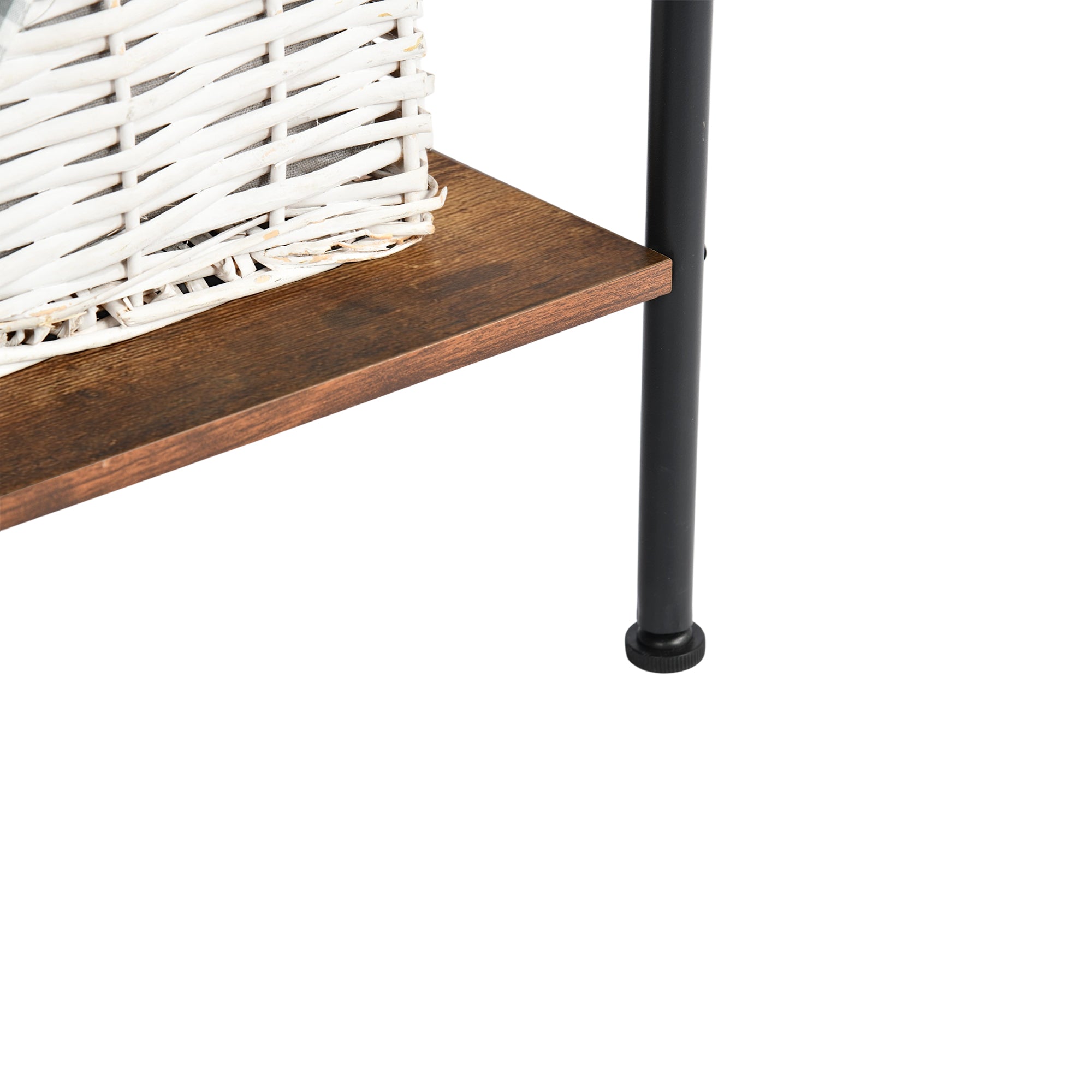 BALA Free Standing Towel Rack with Shelf 3 Bar Bathroom Towel Holder Black Metal Frame Rustic Brown