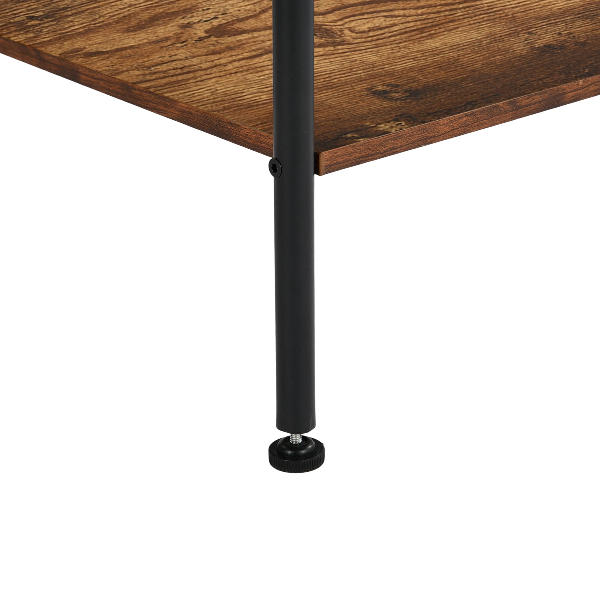 BALA Free Standing Towel Rack with Shelf 3 Bar Bathroom Towel Holder Black Metal Frame Rustic Brown