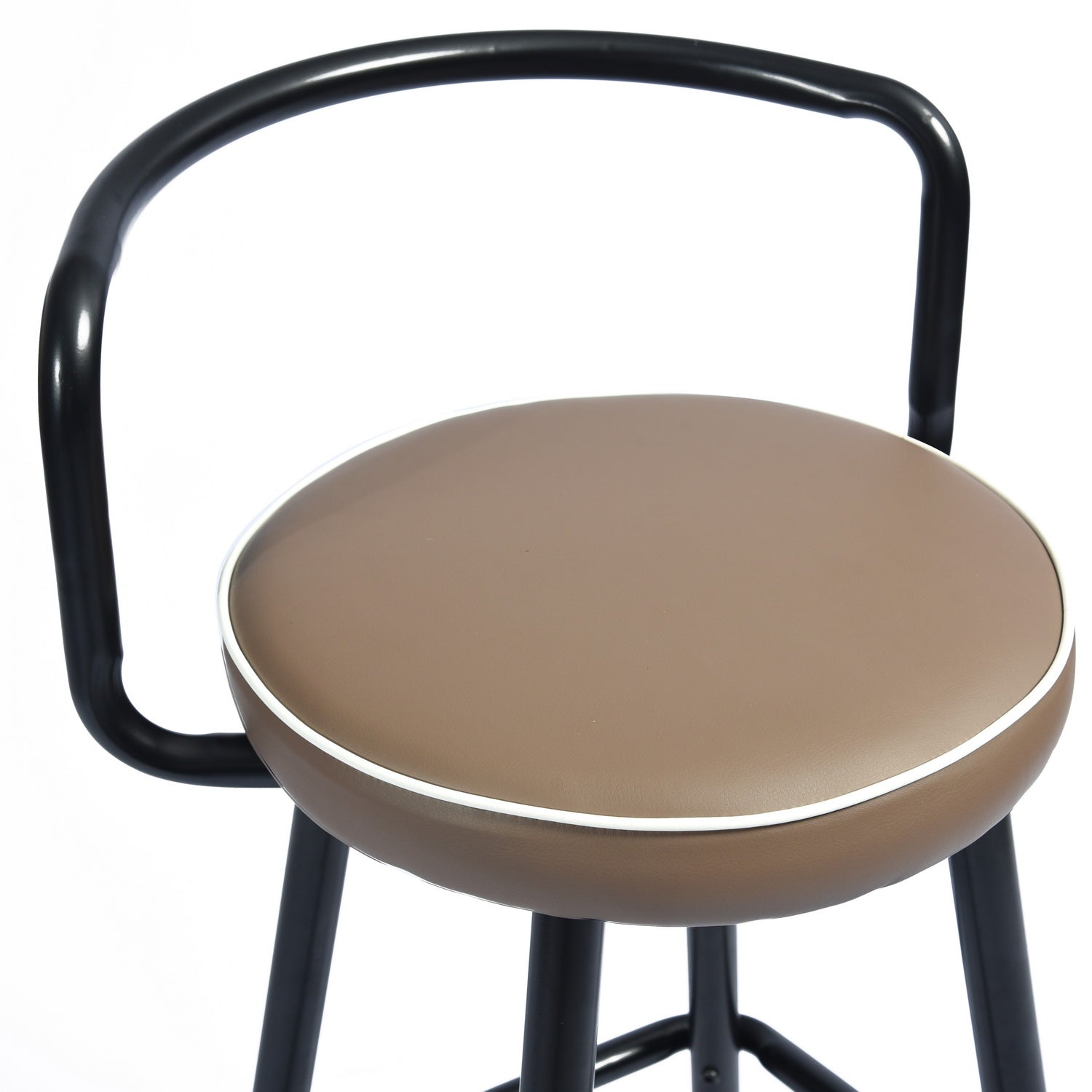 Homy Casa Ballon 2PC Modern PU Counter Bar Stools, Latte Black Metal Legs