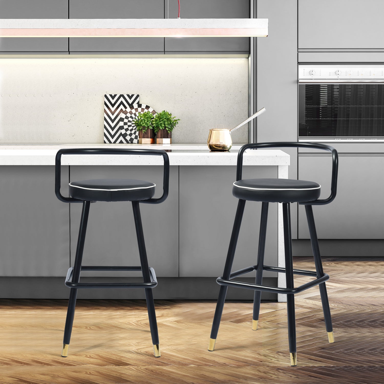 Homy Casa BALLON HIGH BAR BLACK 2 PCS 28" Bar Stool for Home and Workspace Open Box