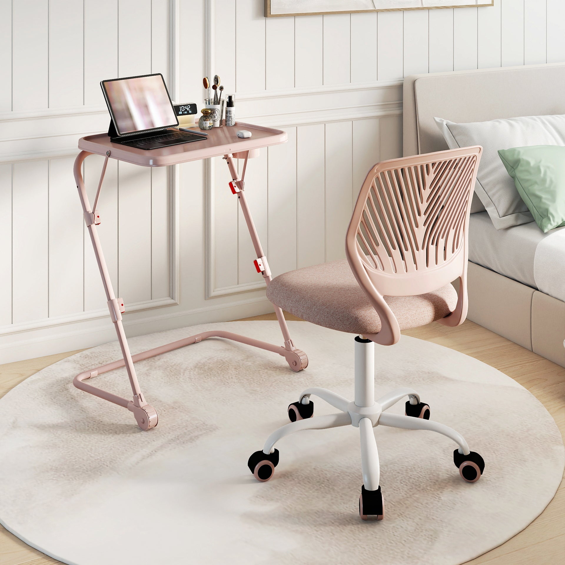 Baseline Study Table Set with Carnation Swivel Upholstered Chair