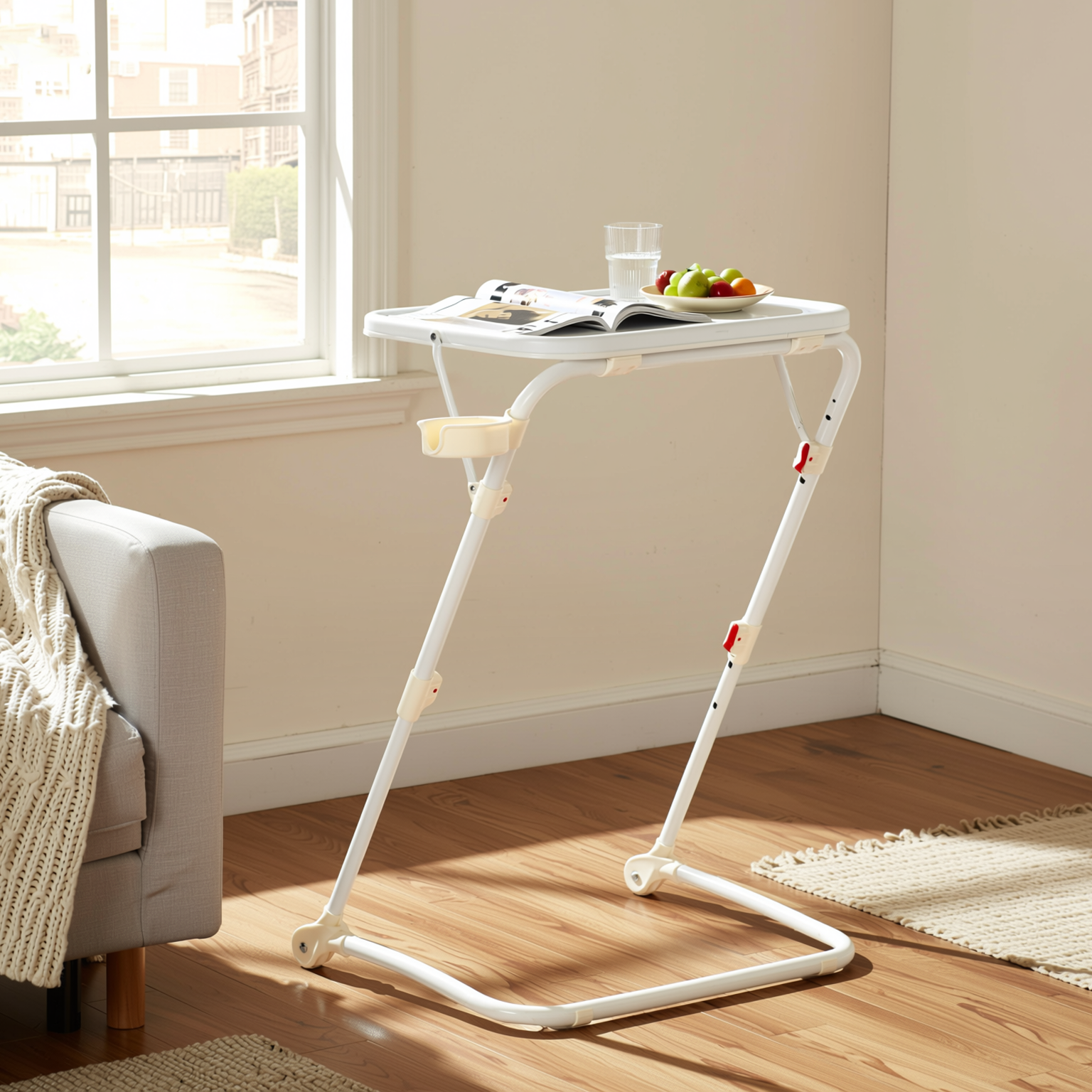 Baseline Adjustable Folding Table Desk for Gaming, Work & Study, White