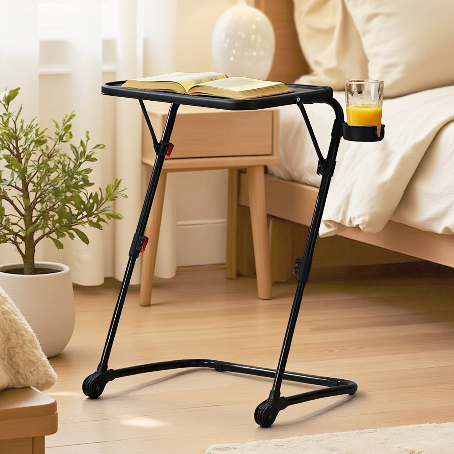 Baseline Adjustable Folding Table–Black Desk for Gaming, Work