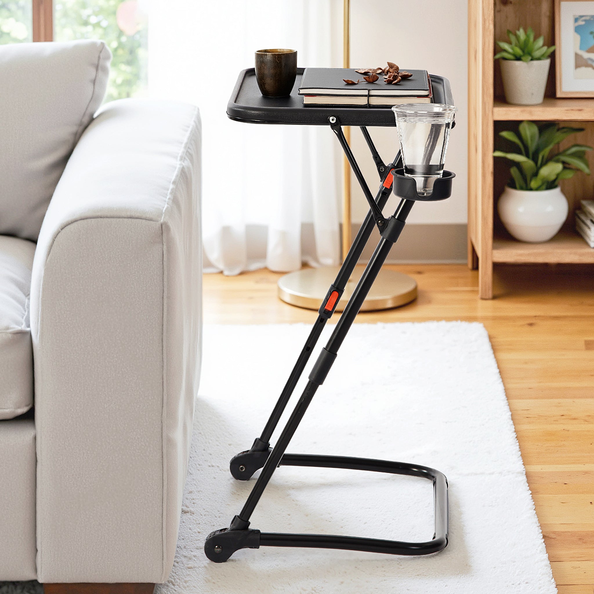 Baseline Adjustable Folding Table–Black Desk for Gaming, Work