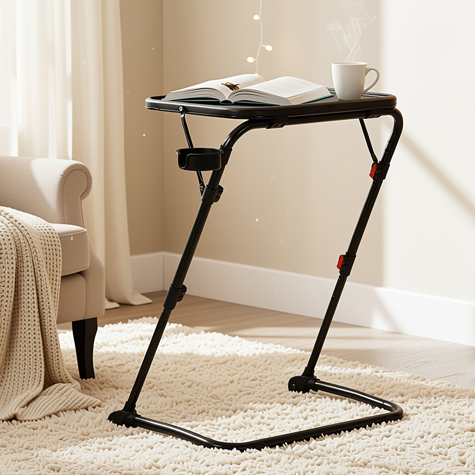 Baseline Adjustable Folding Table–Black Desk for Gaming, Work