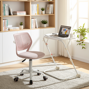 Baseline White Study Table Set with CARNATION Malmonew Pink Office Chair