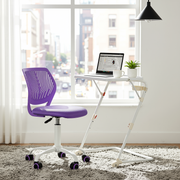 Baseline White Study Table Set with CARNATION Purple Office Chair