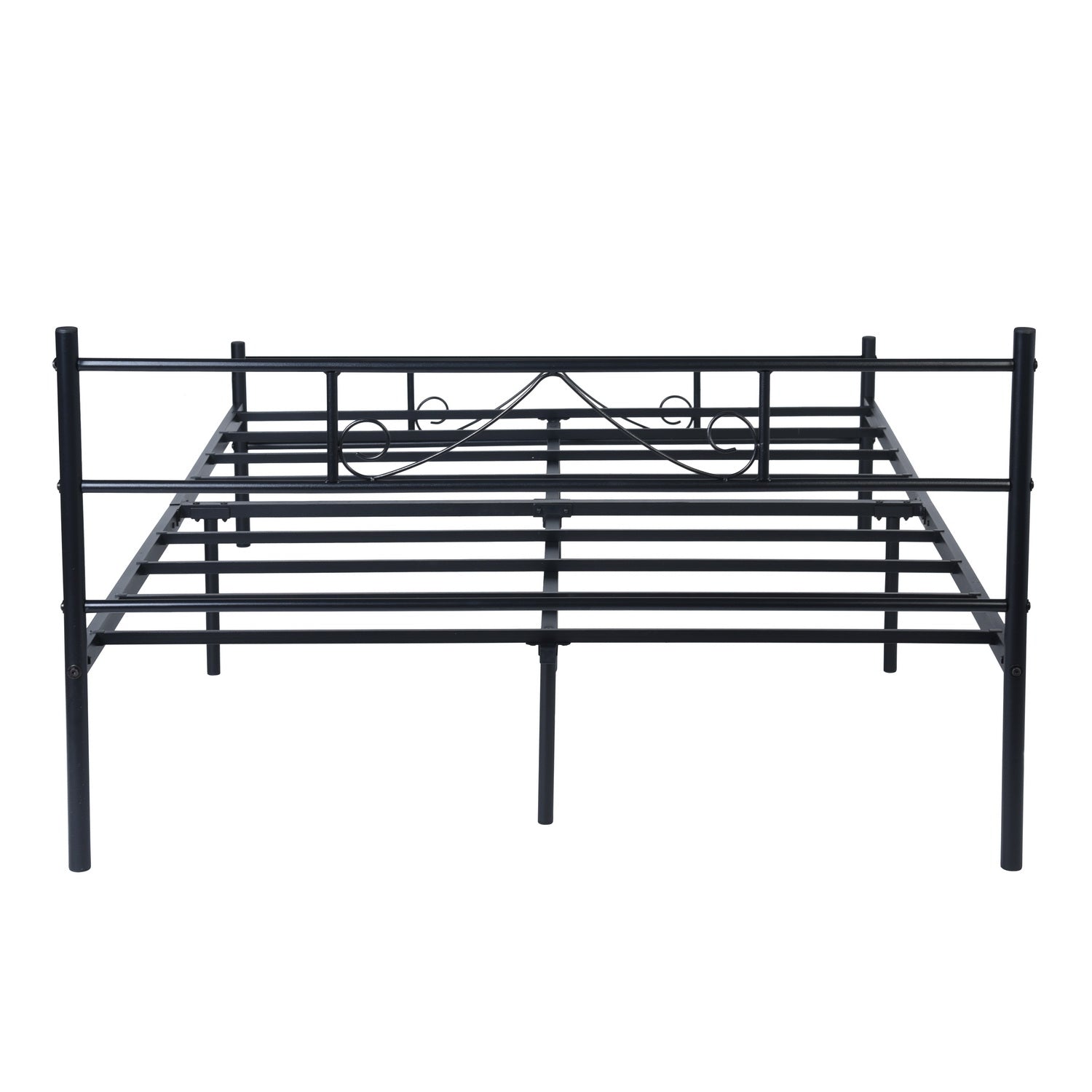 BEARD Full Metal Bed Frame with Headboard and Footboard Steel Slats No Box Spring Black