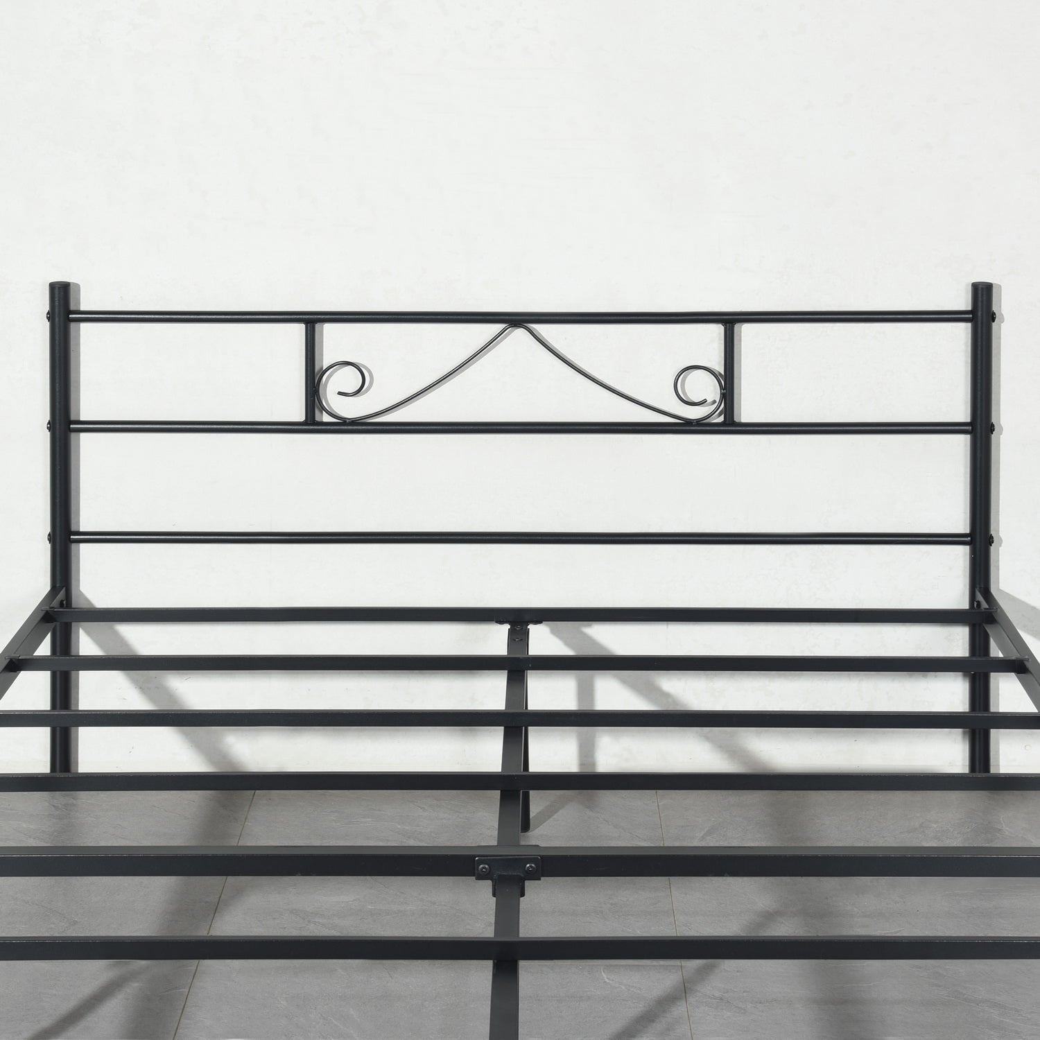 BEARD Full Metal Bed Frame with Headboard and Footboard Steel Slats No Box Spring Black