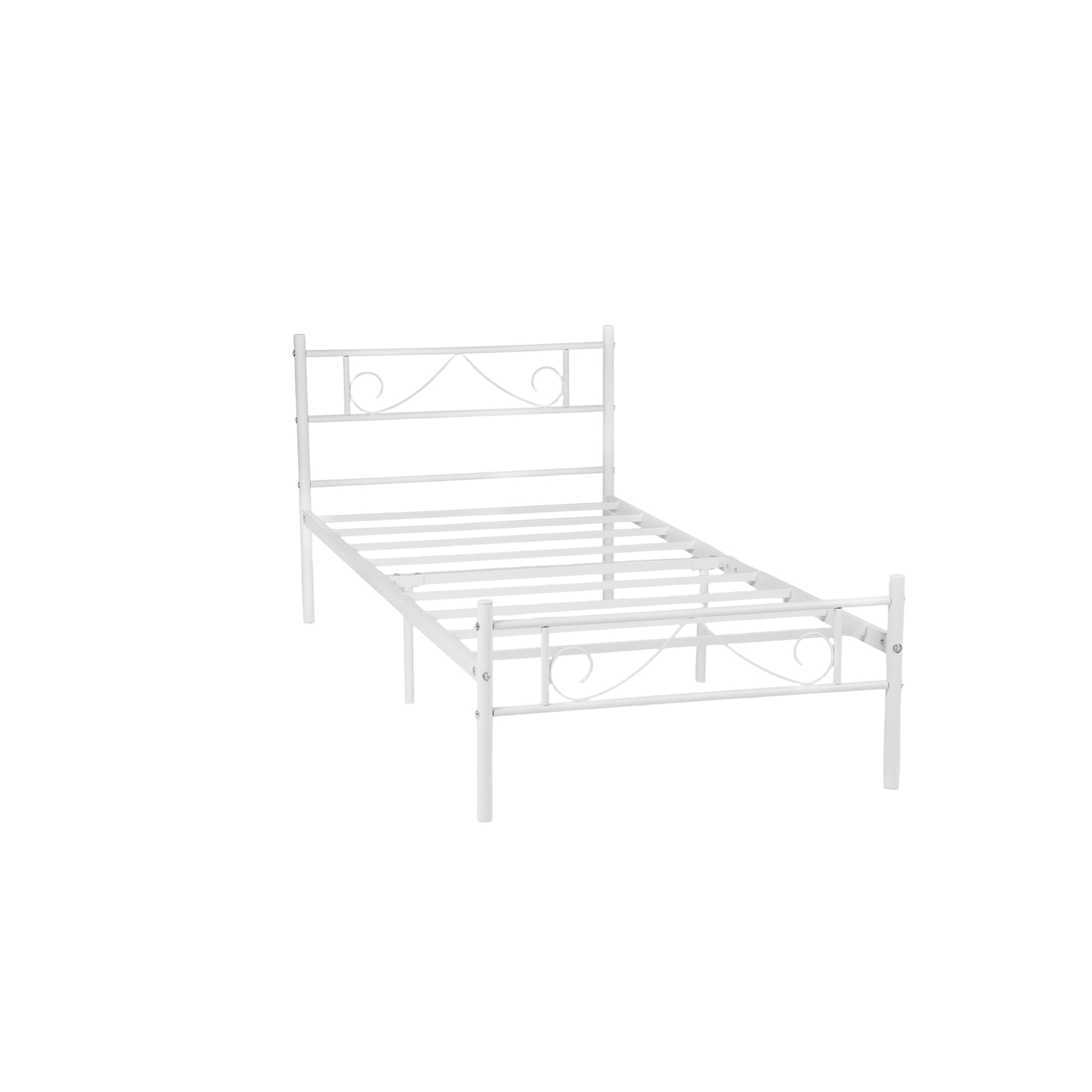 BEARD Full Metal Bed Frame with Headboard and Footboard Steel Slats No Box Spring Black