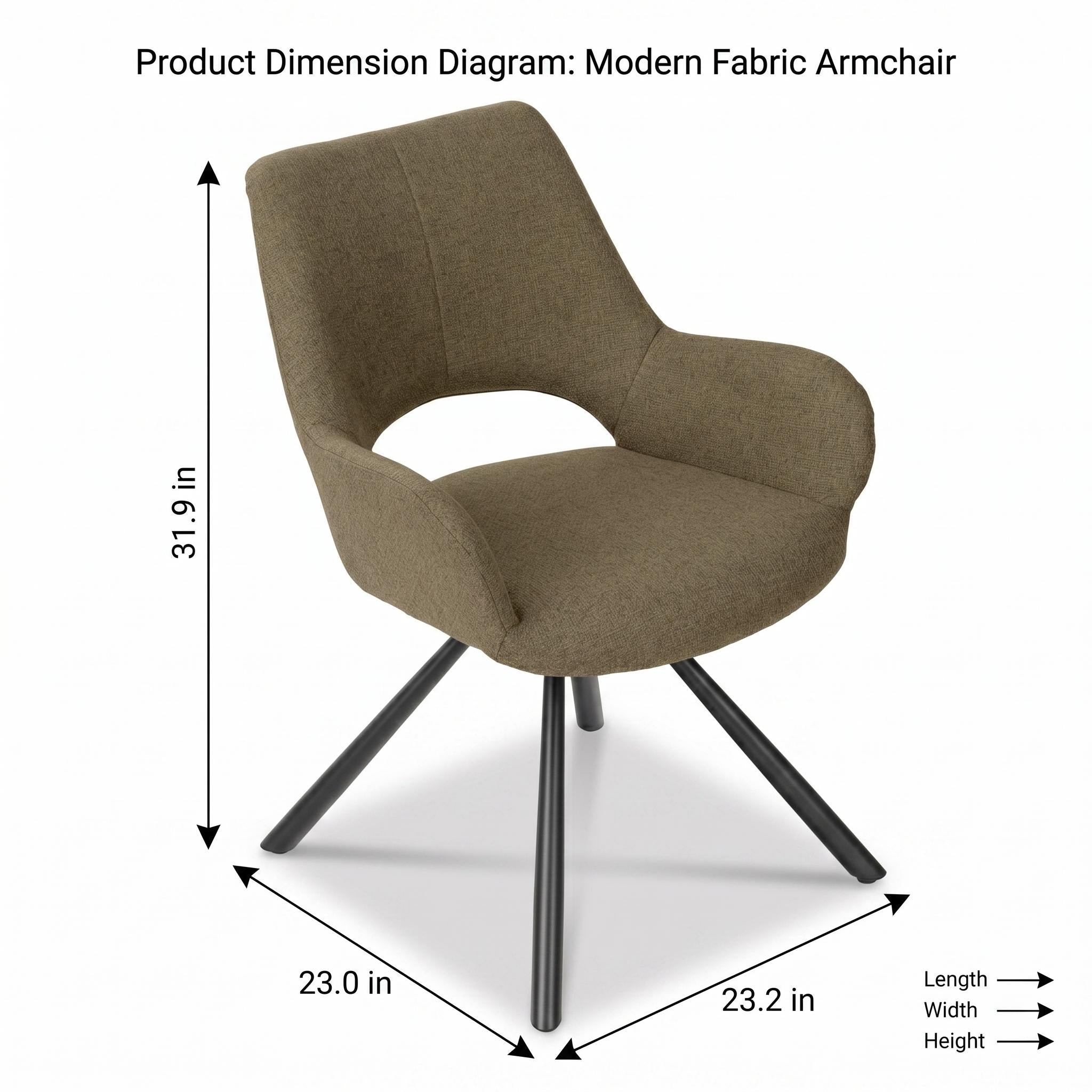 Open Box Homy Casa BETH FABRIC GREEN Dining Chair "23.03''L x 23.23''W x 31.89''H" Modern Seating for Kitchen & Dining Room