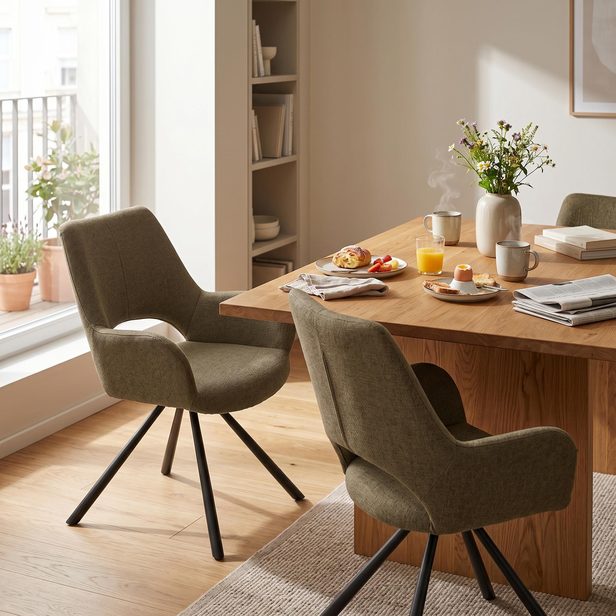 Open Box Homy Casa BETH FABRIC GREEN Dining Chair "23.03''L x 23.23''W x 31.89''H" Modern Seating for Kitchen & Dining Room